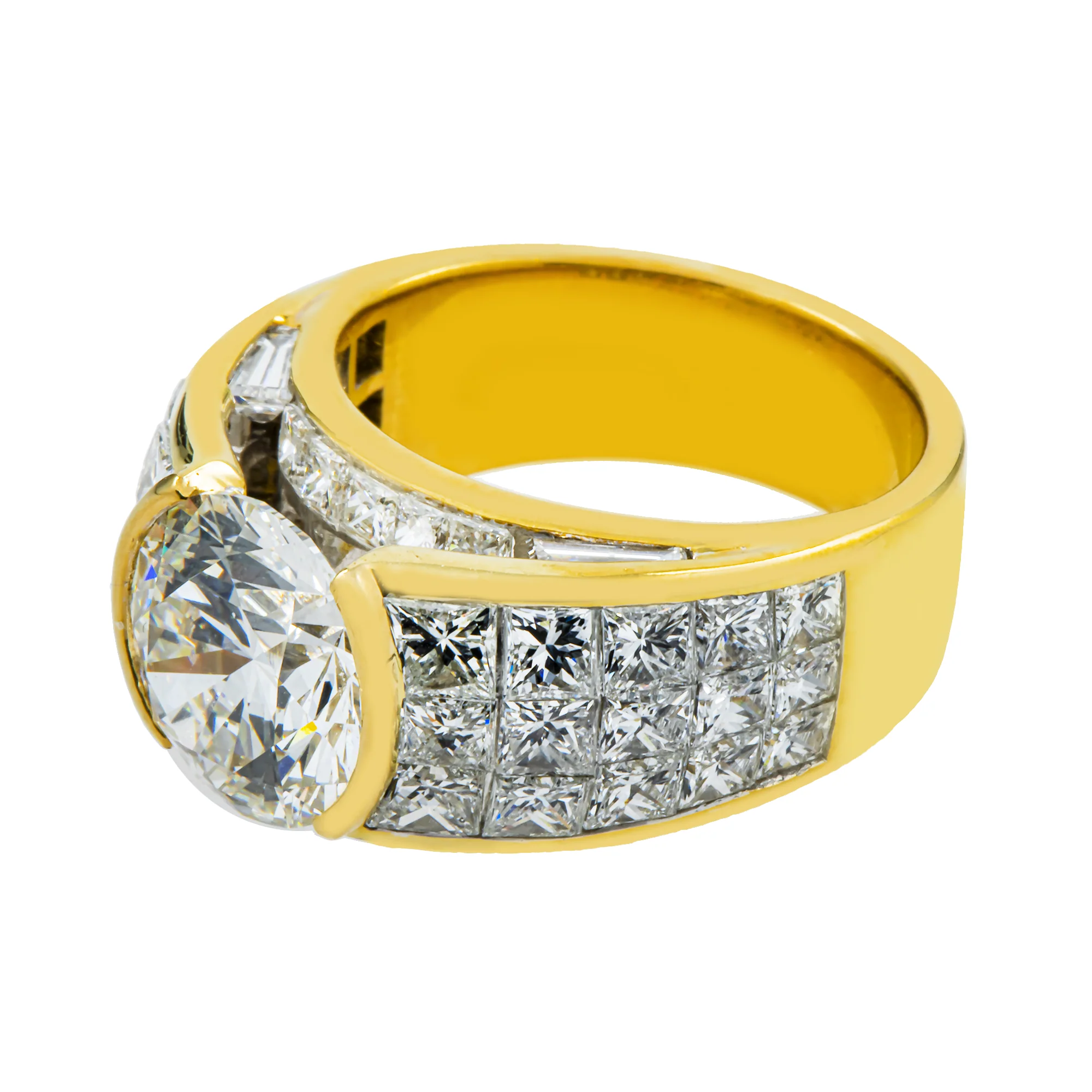 18K Yellow Gold 3.71ct Round Diamond Chandelier Ring 8.10ctw - Image 5