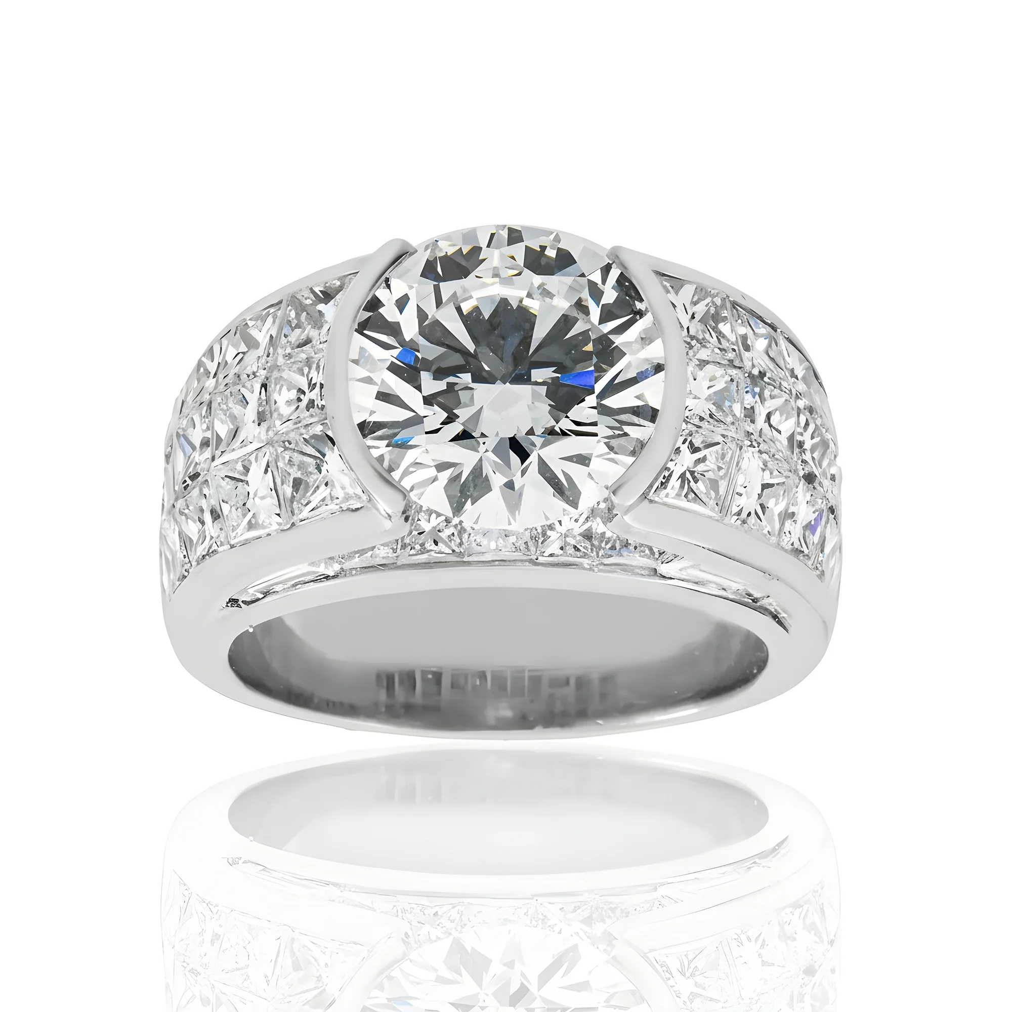 18K Yellow Gold 3.71ct Round Diamond Chandelier Ring 8.10ctw - Image 6