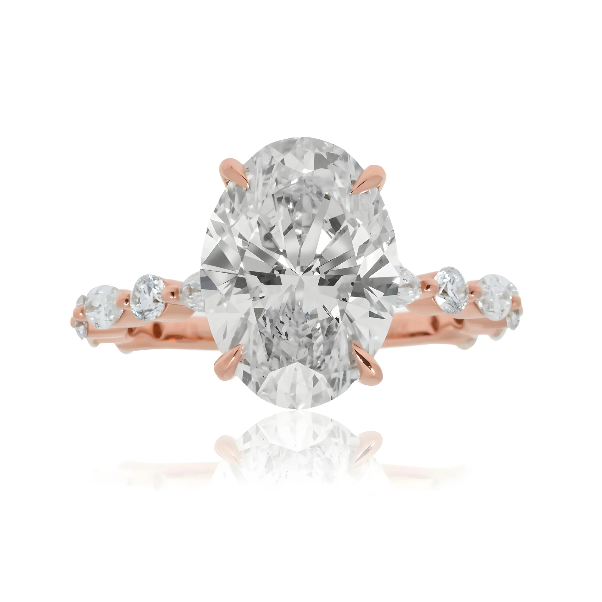 18K Yellow Gold 4ct Oval Cut Diamond Engagement Ring 4.80ctw - Image 11