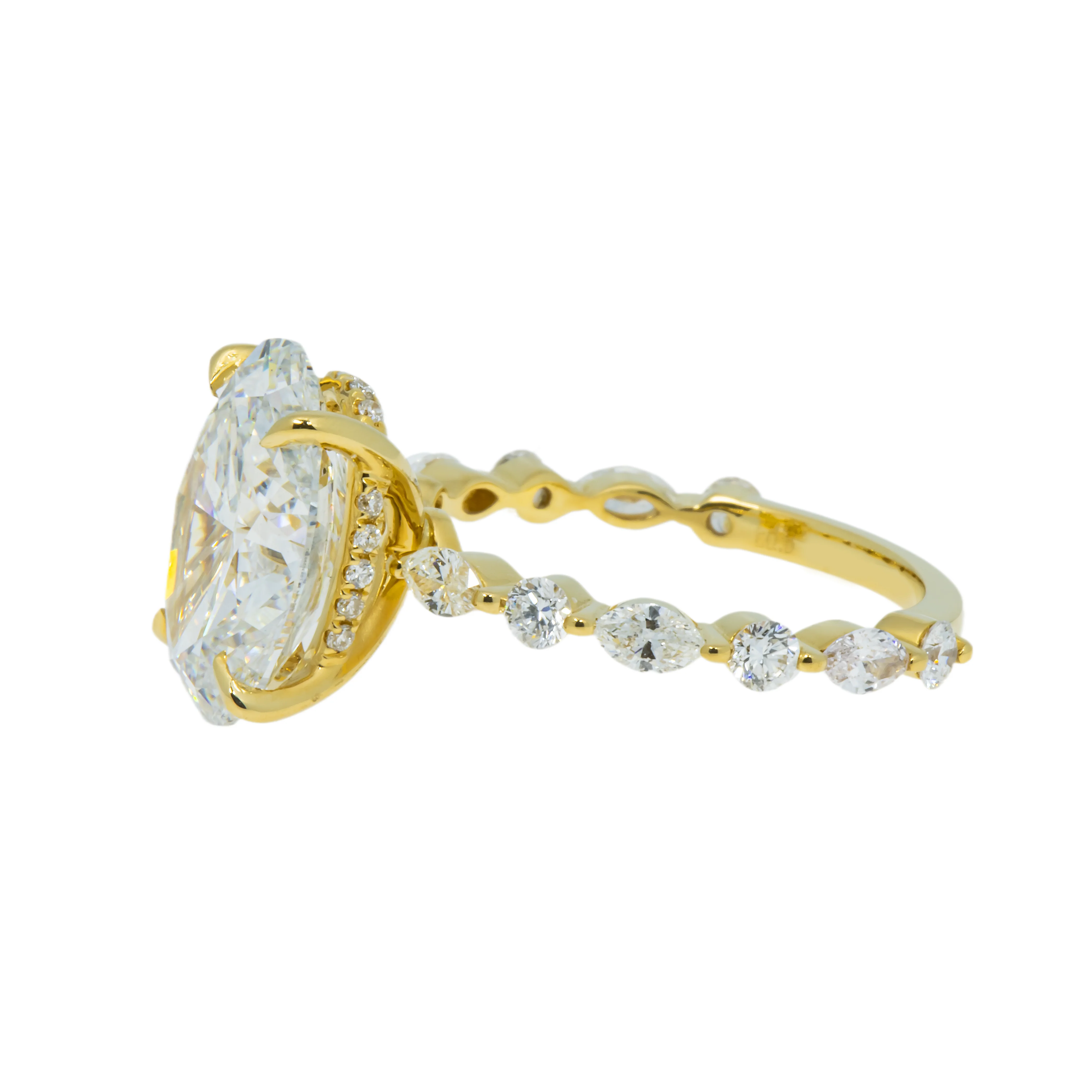 18K Yellow Gold 4ct Oval Cut Diamond Engagement Ring 4.80ctw - Image 6