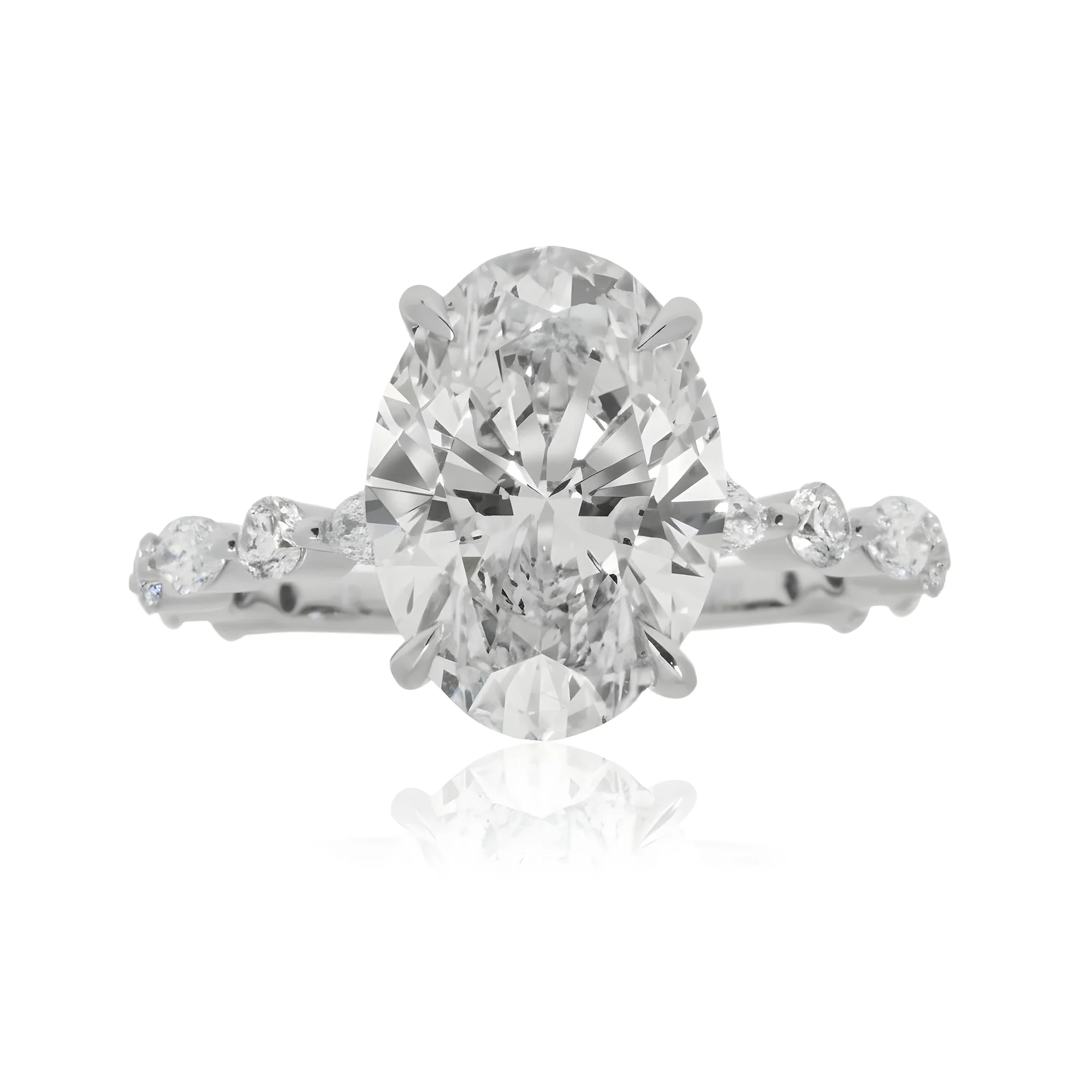18K Yellow Gold 4ct Oval Cut Diamond Engagement Ring 4.80ctw - Image 8