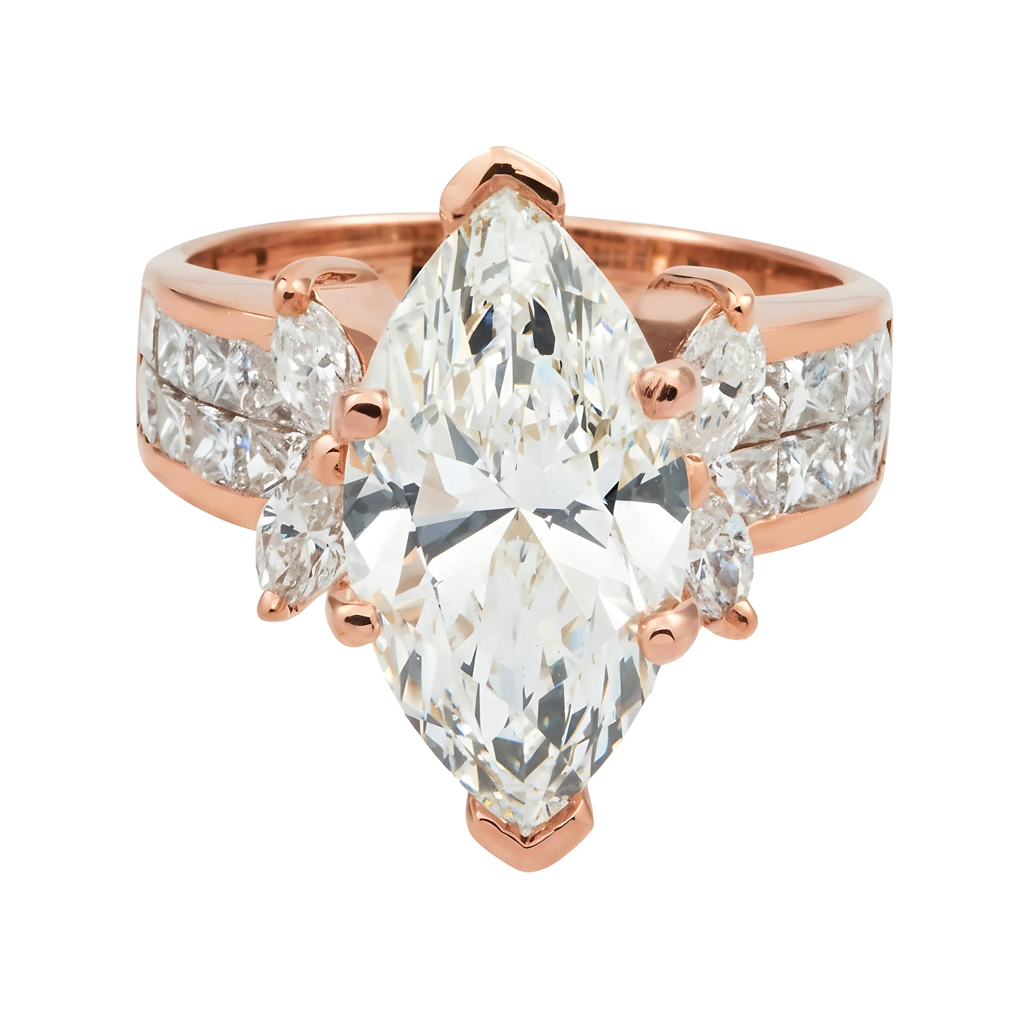 18K Yellow Gold 5.13ct Marquise Cut Diamond Engagement Ring 7.08ctw - Image 10