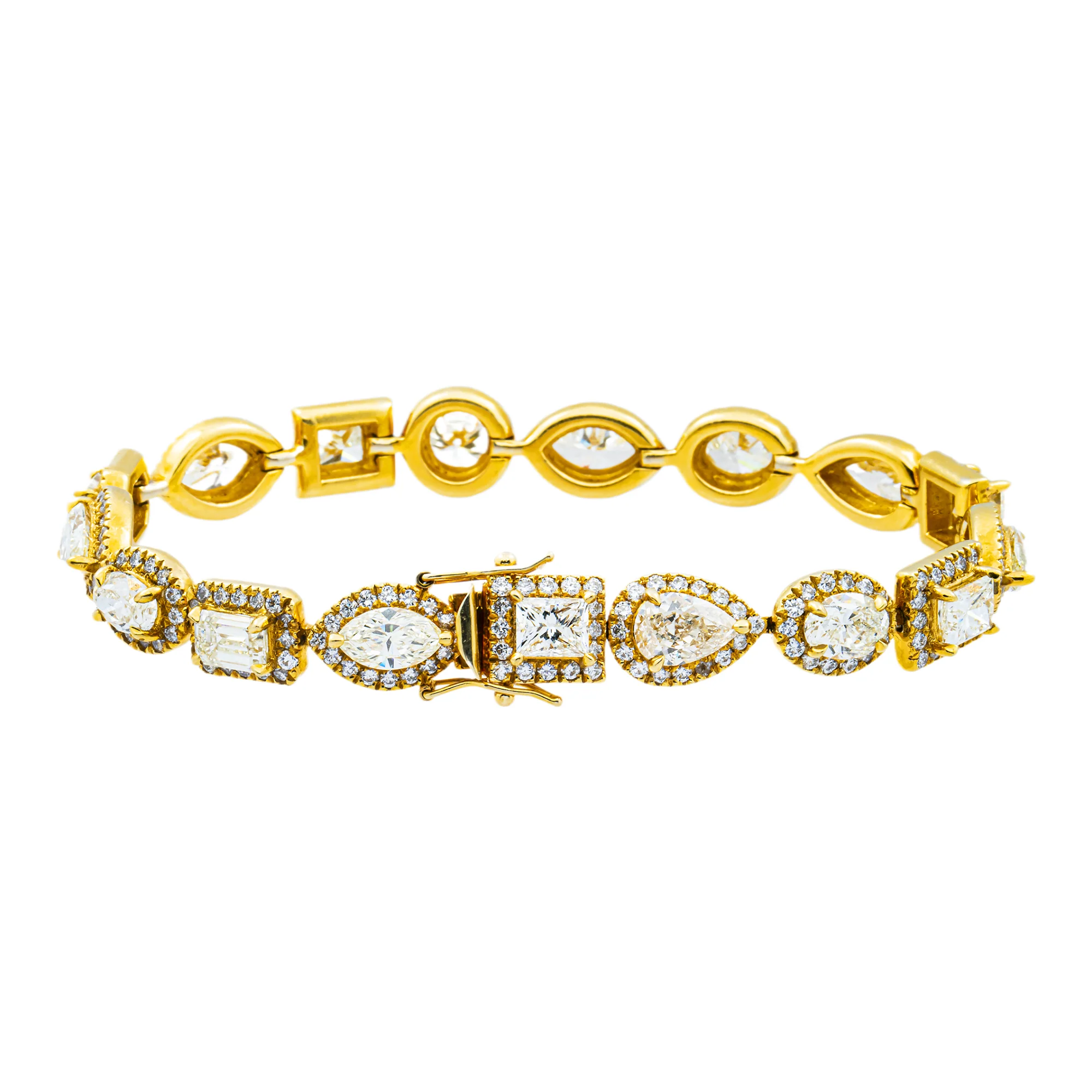 18K Yellow Gold Multi Cut Diamond Satellite Bracelet 23.63ct - Image 4