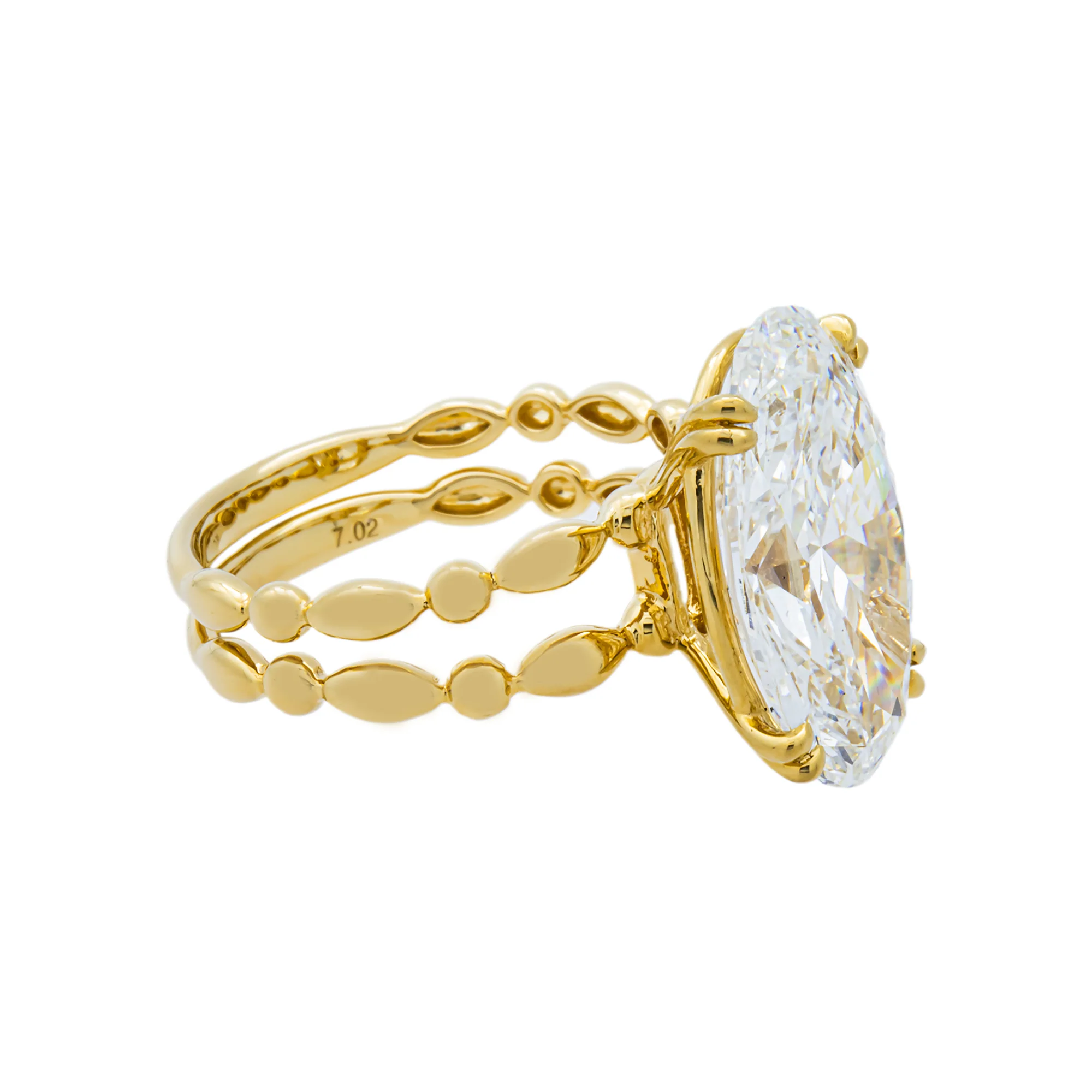 18K Yellow Gold Oval Diamond Engagement Ring 7.02ct - Image 2
