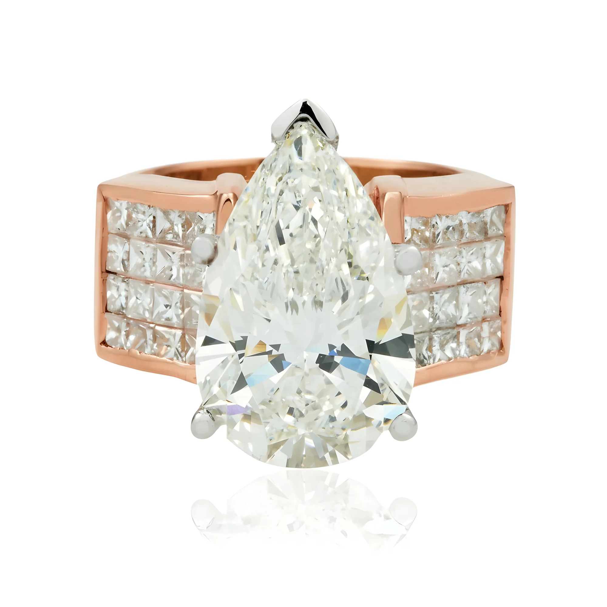 18K Yellow Gold 6.28ct Pear Cut Diamond Engagement Ring 7.92ctw - Image 10