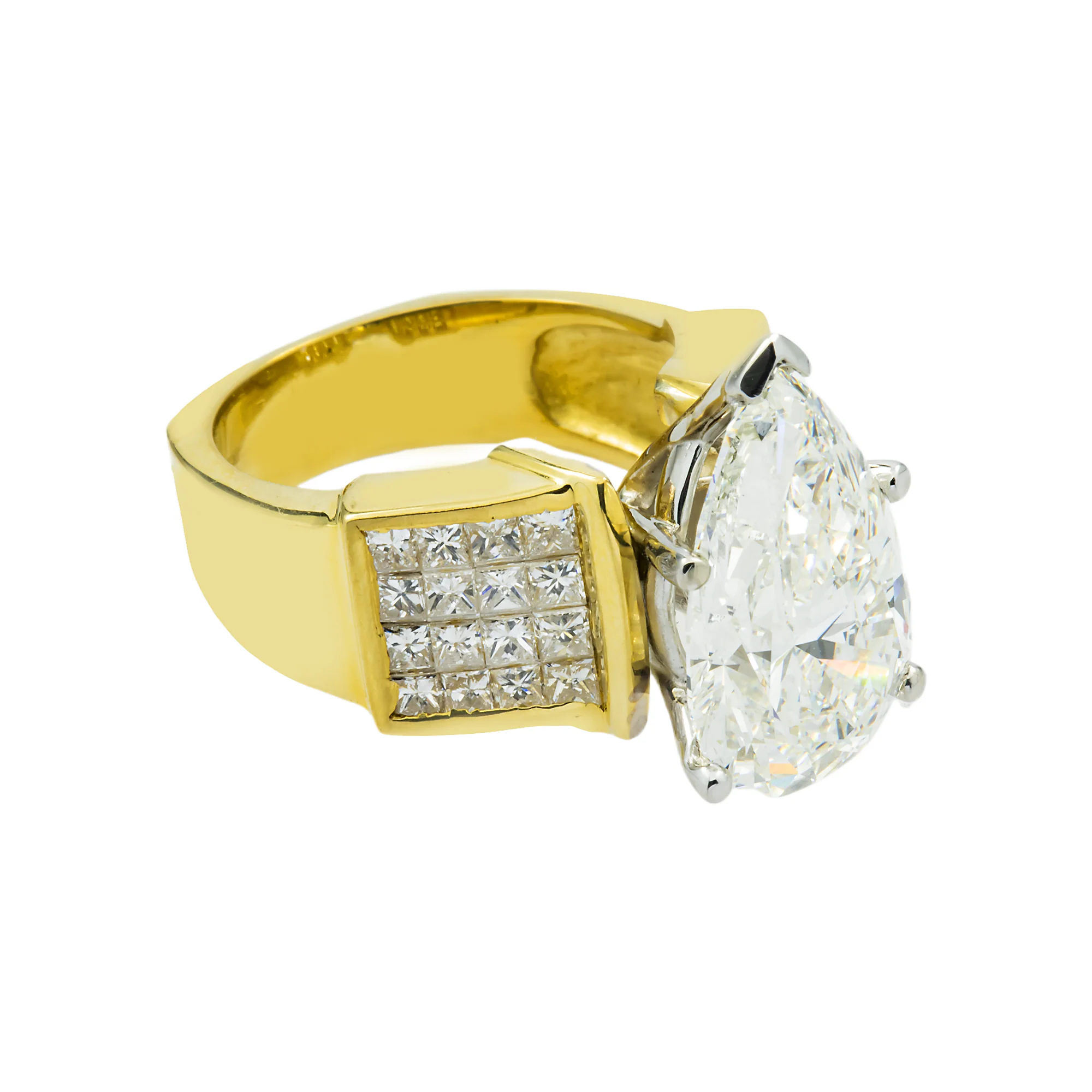18K Yellow Gold 6.28ct Pear Cut Diamond Engagement Ring 7.92ctw - Image 4