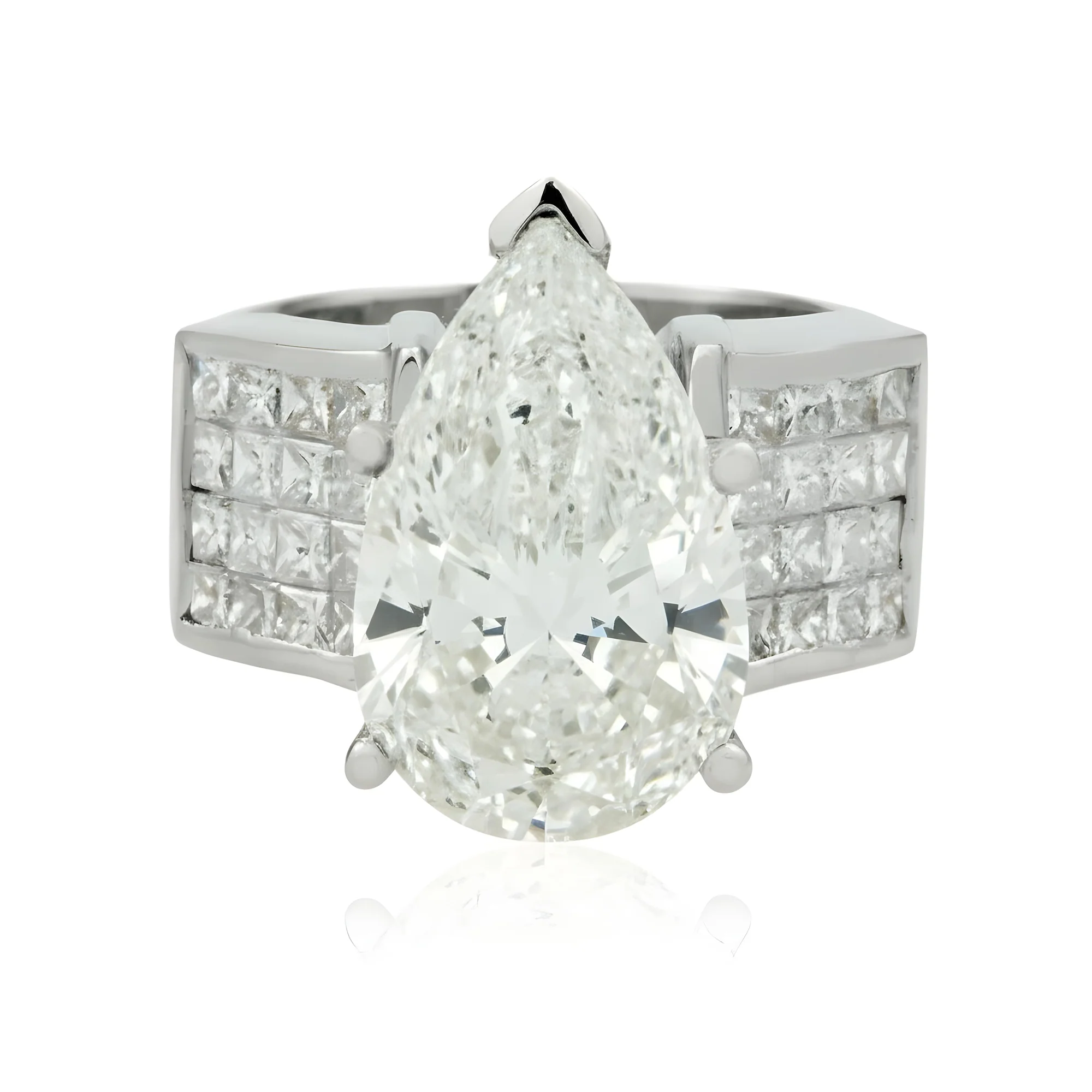18K Yellow Gold 6.28ct Pear Cut Diamond Engagement Ring 7.92ctw - Image 7