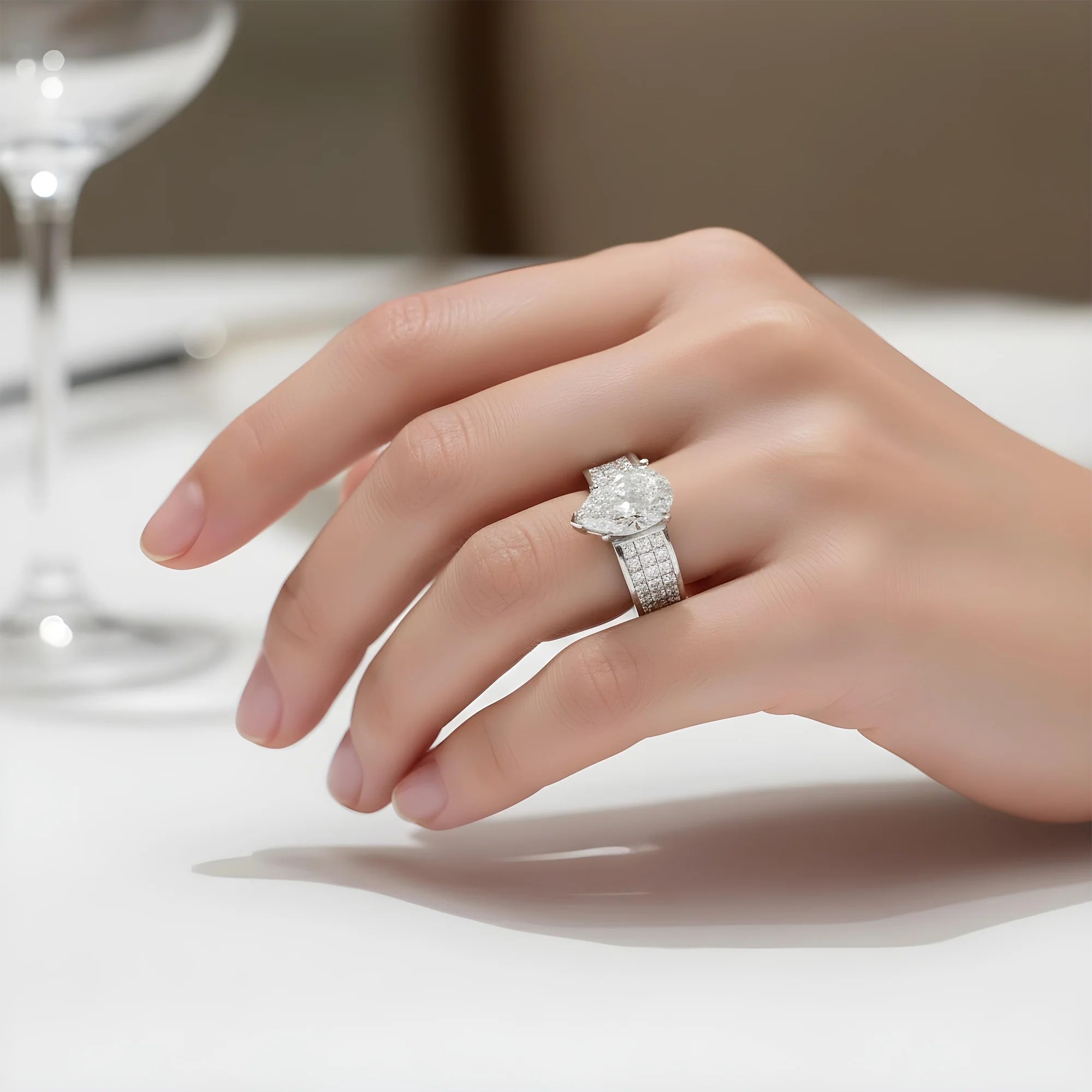 18K Yellow Gold 6.28ct Pear Cut Diamond Engagement Ring 7.92ctw - Image 9