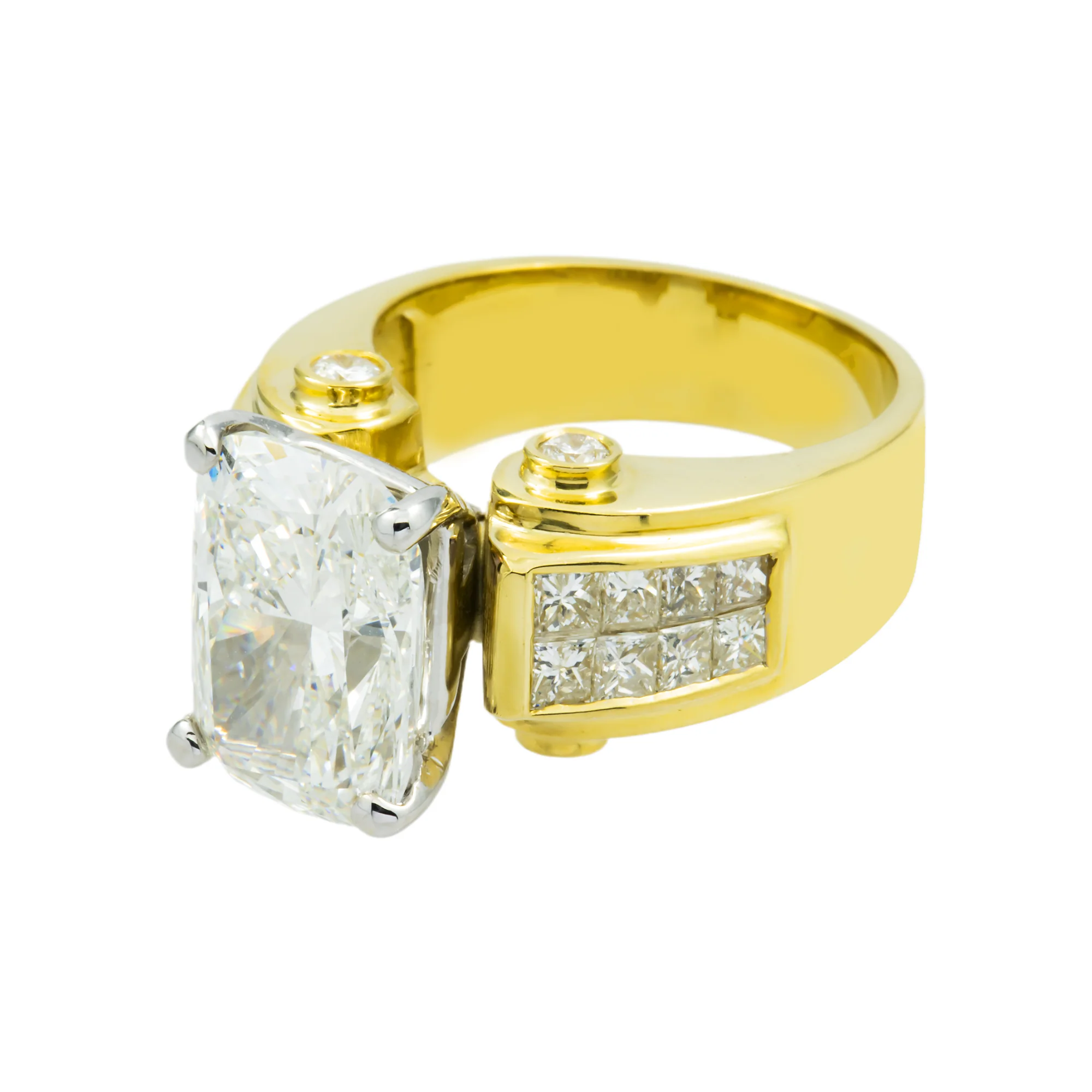 18K Yellow Gold 6.43ct Radiant Cut Diamond Engagement Ring 8.80ctw - Image 6