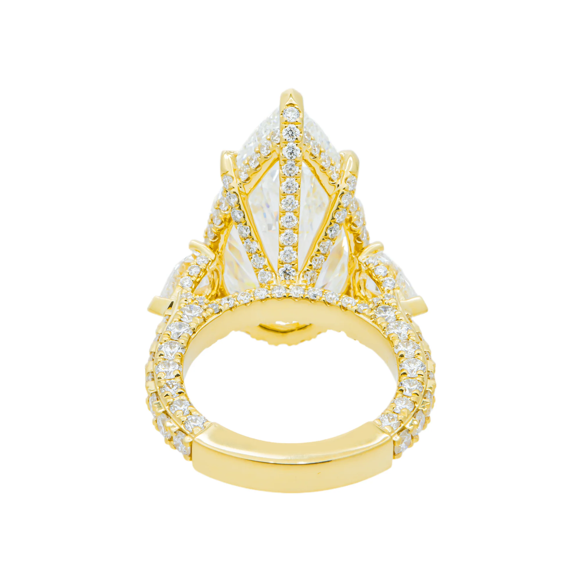 18K Yellow Gold Triple Pear Engagement Ring 17.34ctw - Image 4