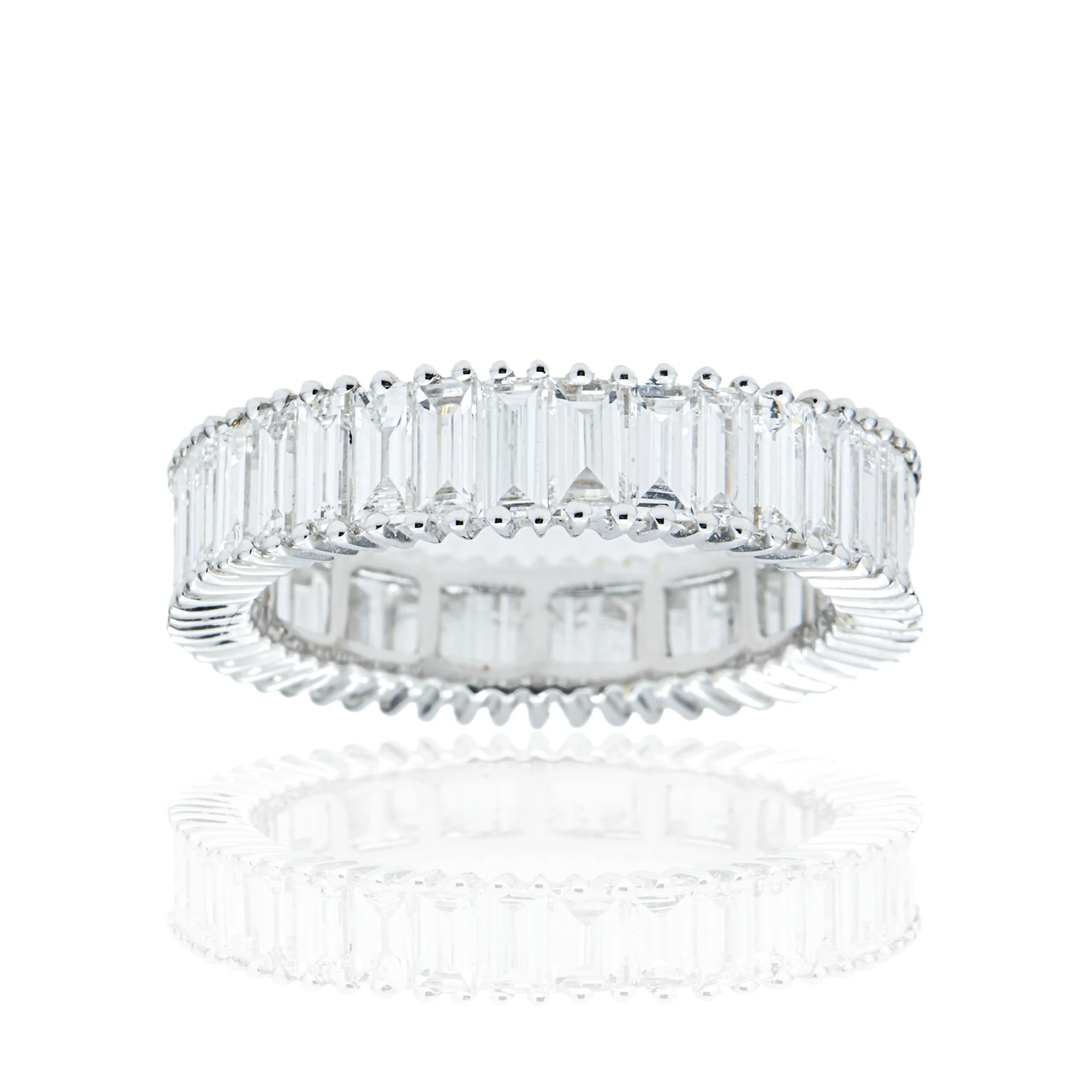 18K White Gold Baguette Diamond Eternity Ring 3.02 ct ( Size 6)