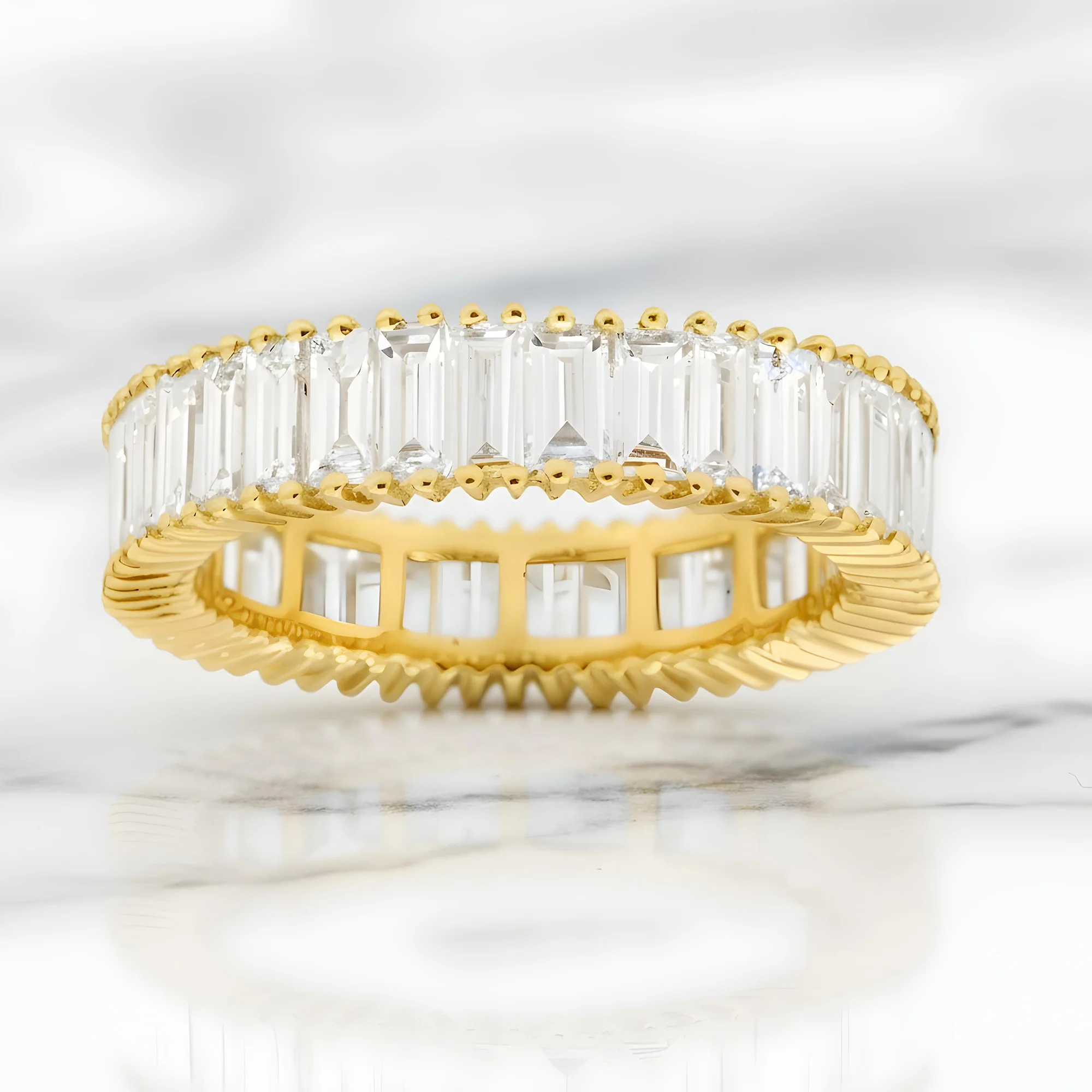 18K White Gold Baguette Diamond Eternity Ring 3.02 ct ( Size 6) - Image 6