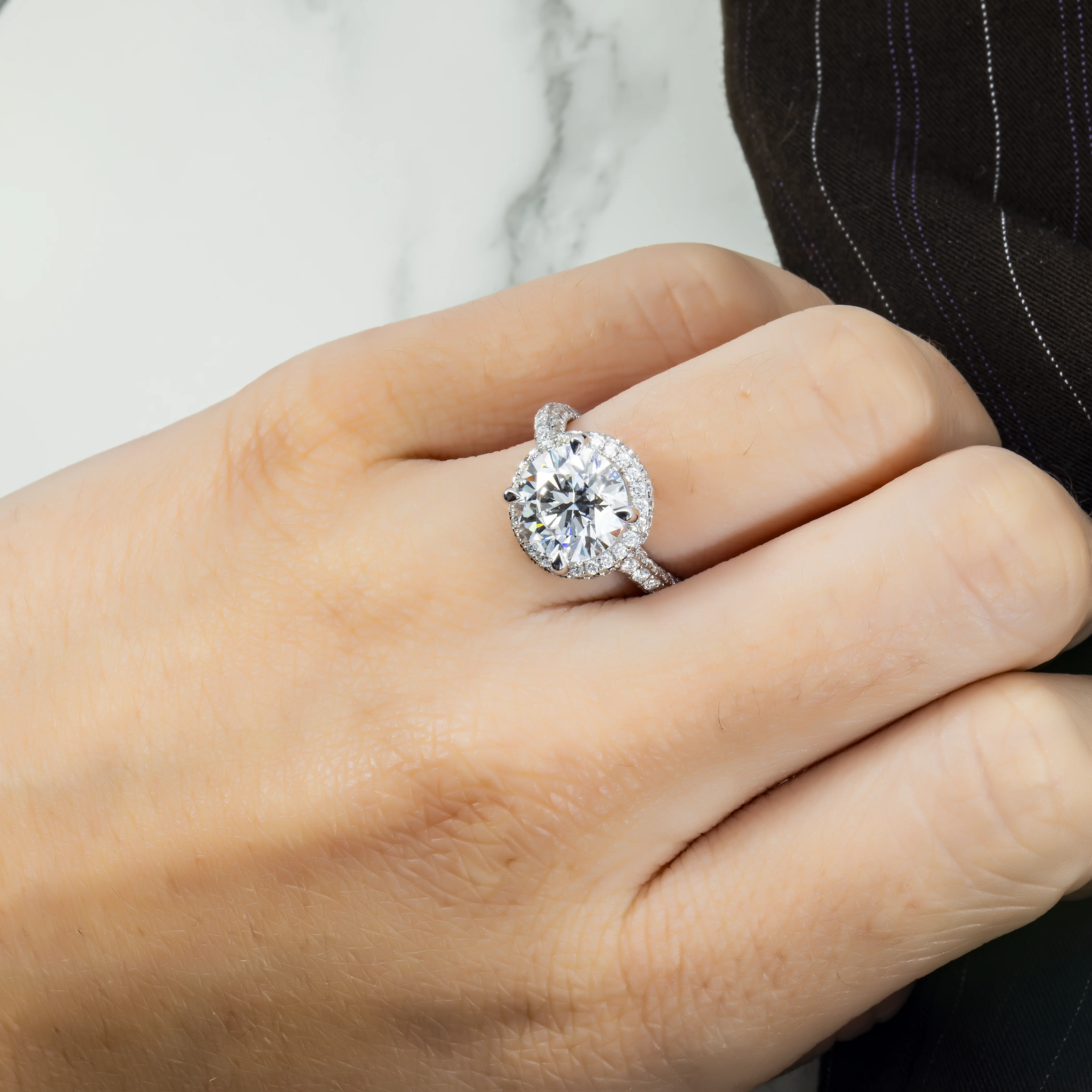 18K White Gold 3.50ct Round Diamond Engagement Ring 4.98ctw - Image 3