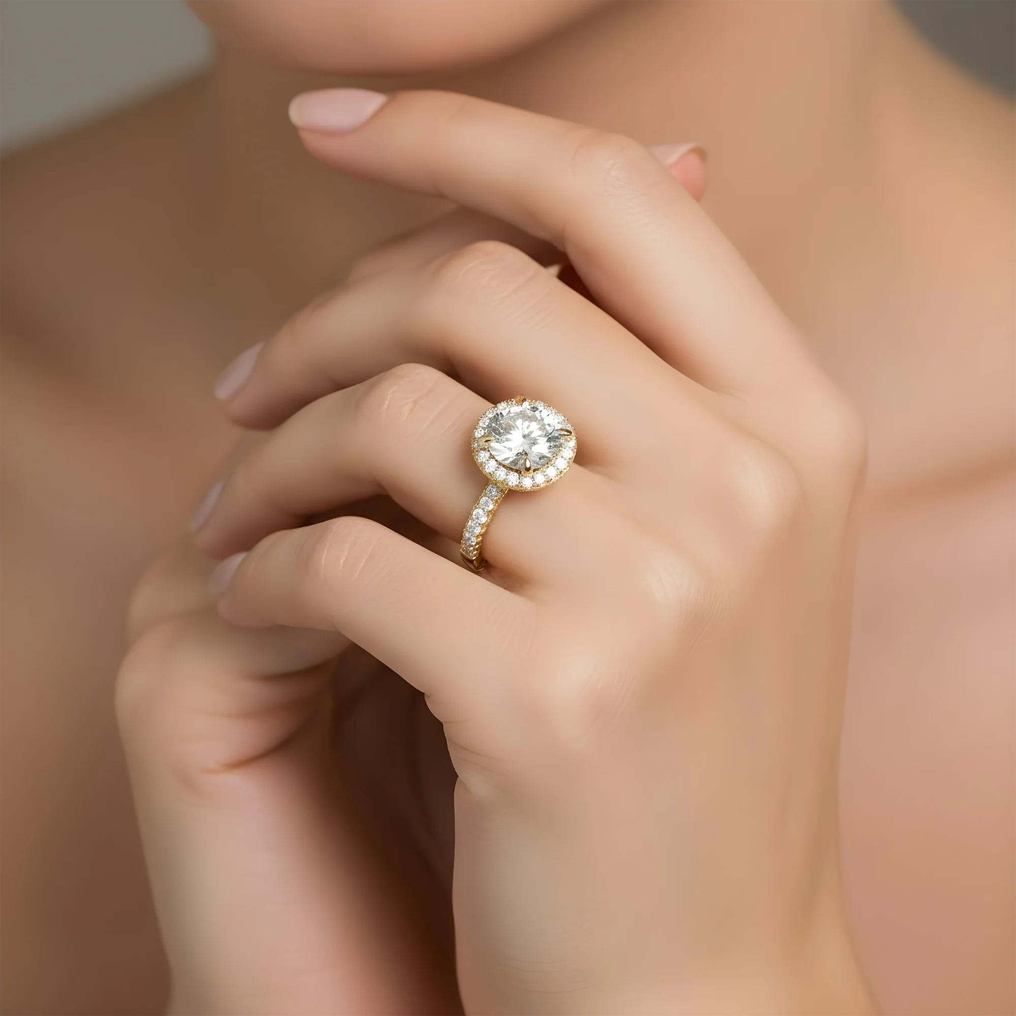 18K White Gold 3.50ct Round Diamond Engagement Ring 4.98ctw - Image 8