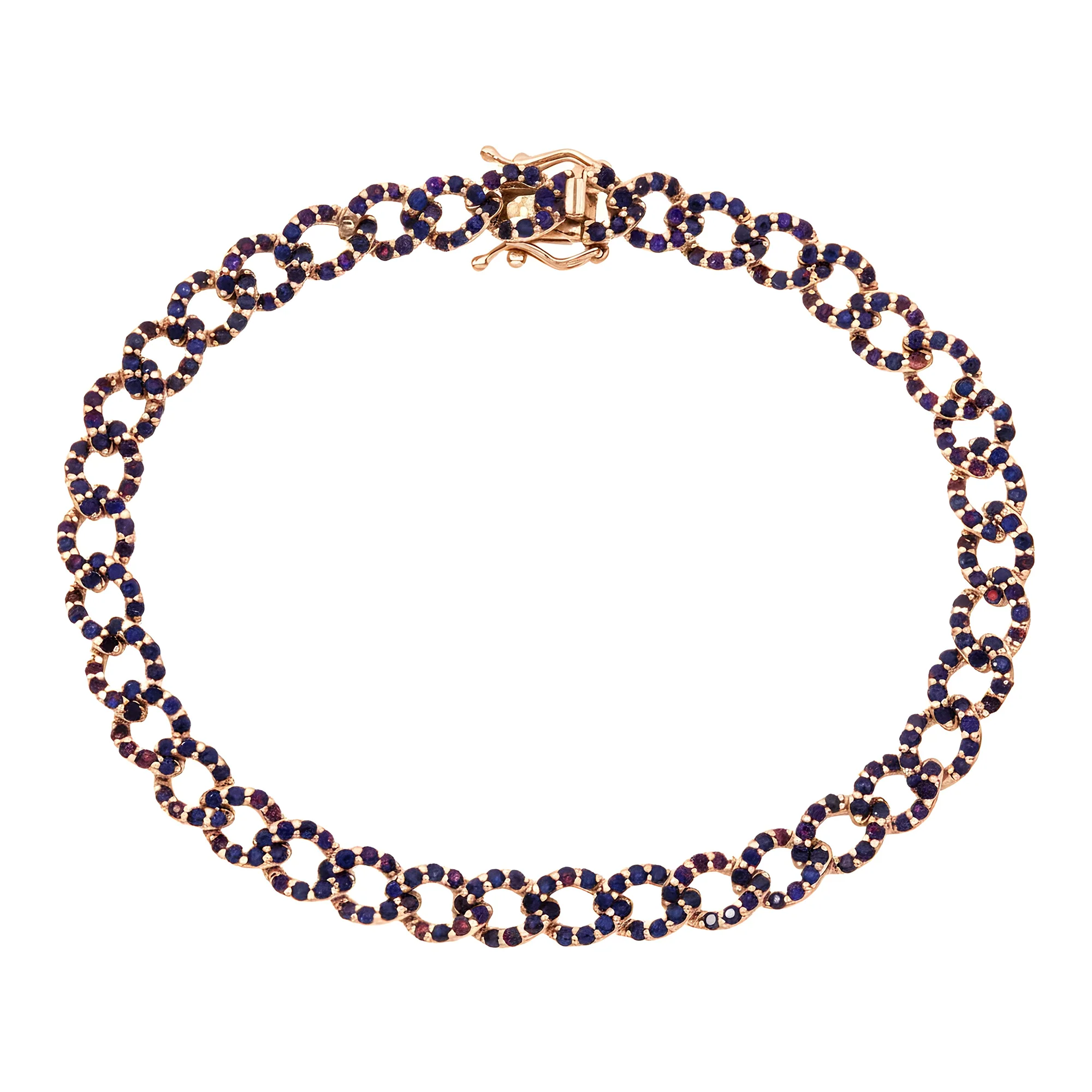 14K White Gold 6mm Sapphire Cuban Link Bracelet - Image 6