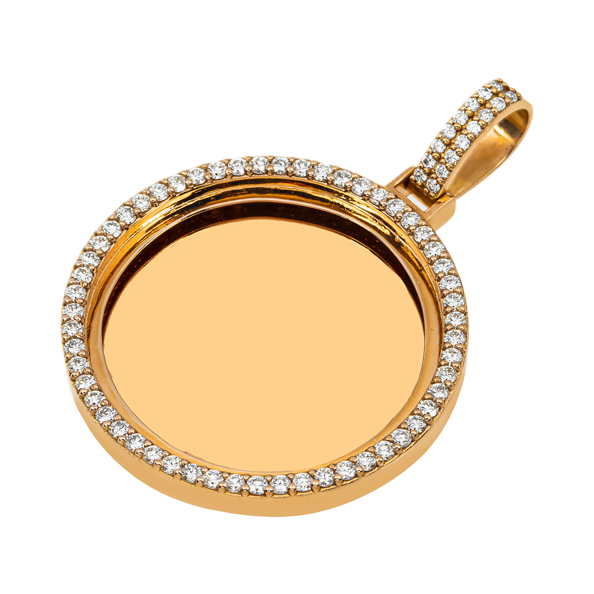 Add Your Own Photo 1.5" - 14K Rose Gold Diamond Picture Pendant 3.0ct - Image 6