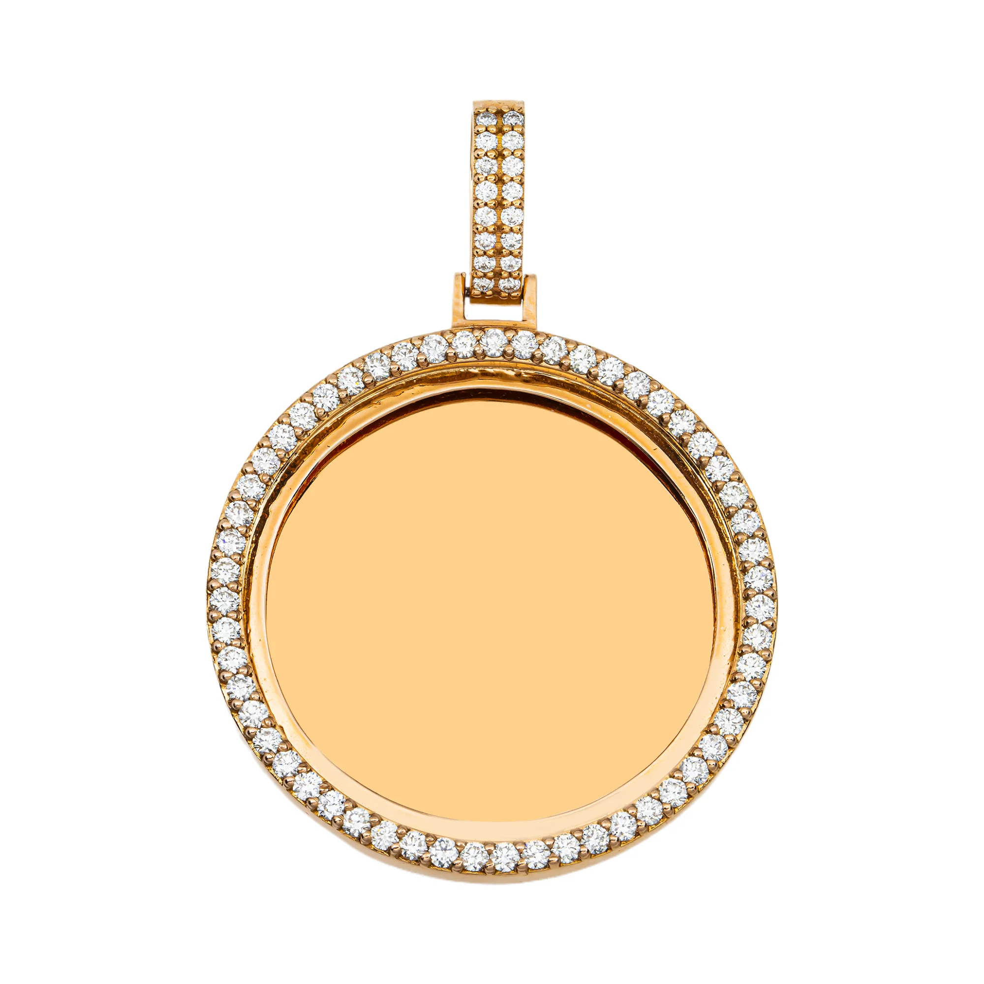 Add Your Own Photo 1.5" - 14K Rose Gold Diamond Picture Pendant 3.0ct - Image 7