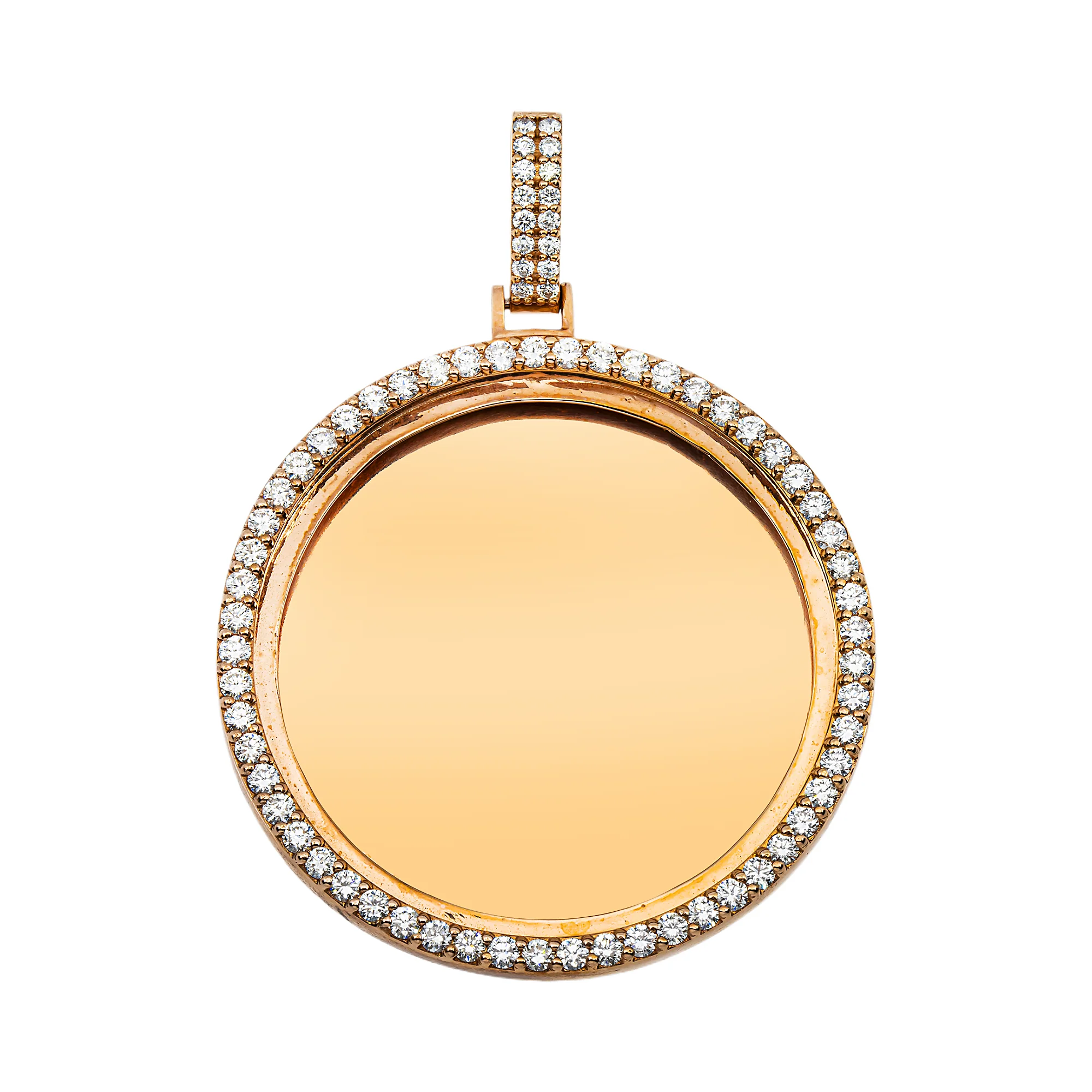 Add Your Own Photo 2" - 14K Rose Gold Diamond Picture Pendant 2.90ct - Image 7