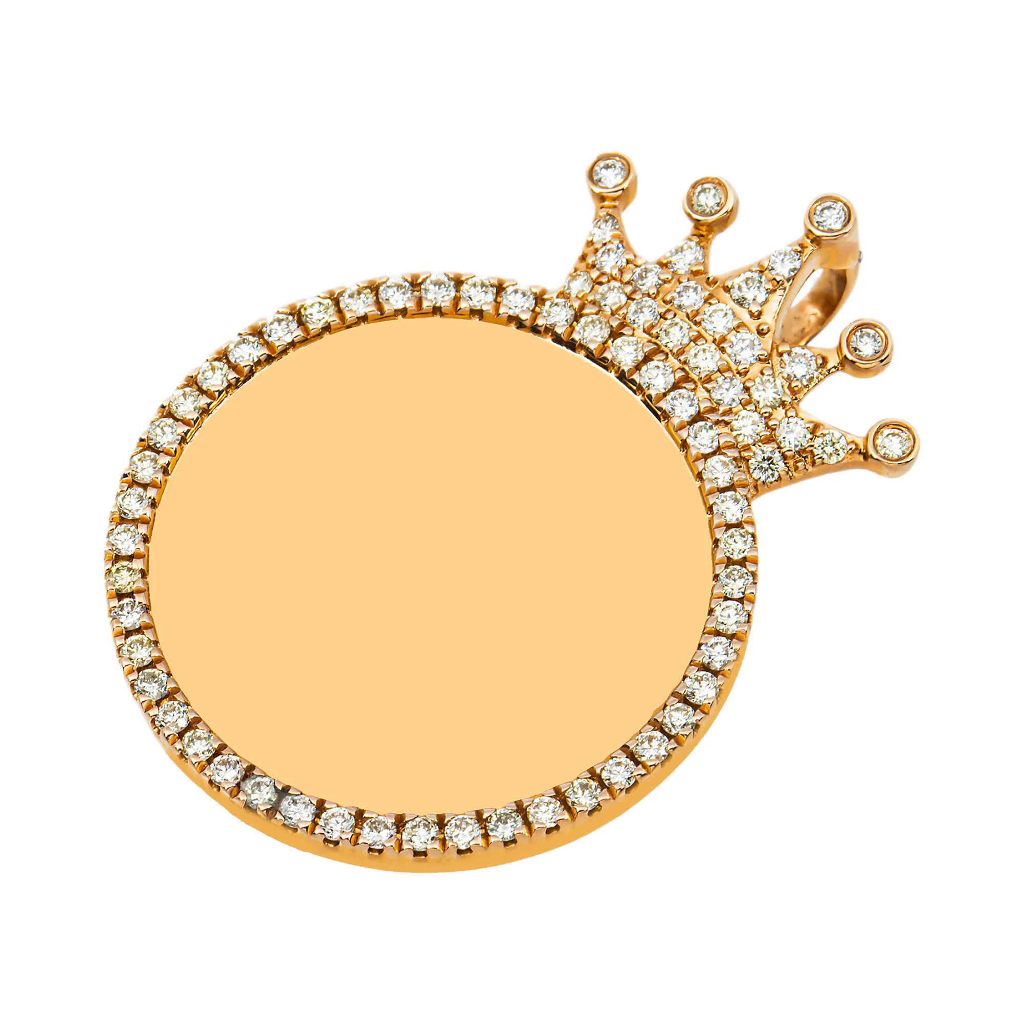 Add Your Own Photo 1" - 14K Rose Gold Diamond Crowned Picture Pendant 1.02ct - Image 11