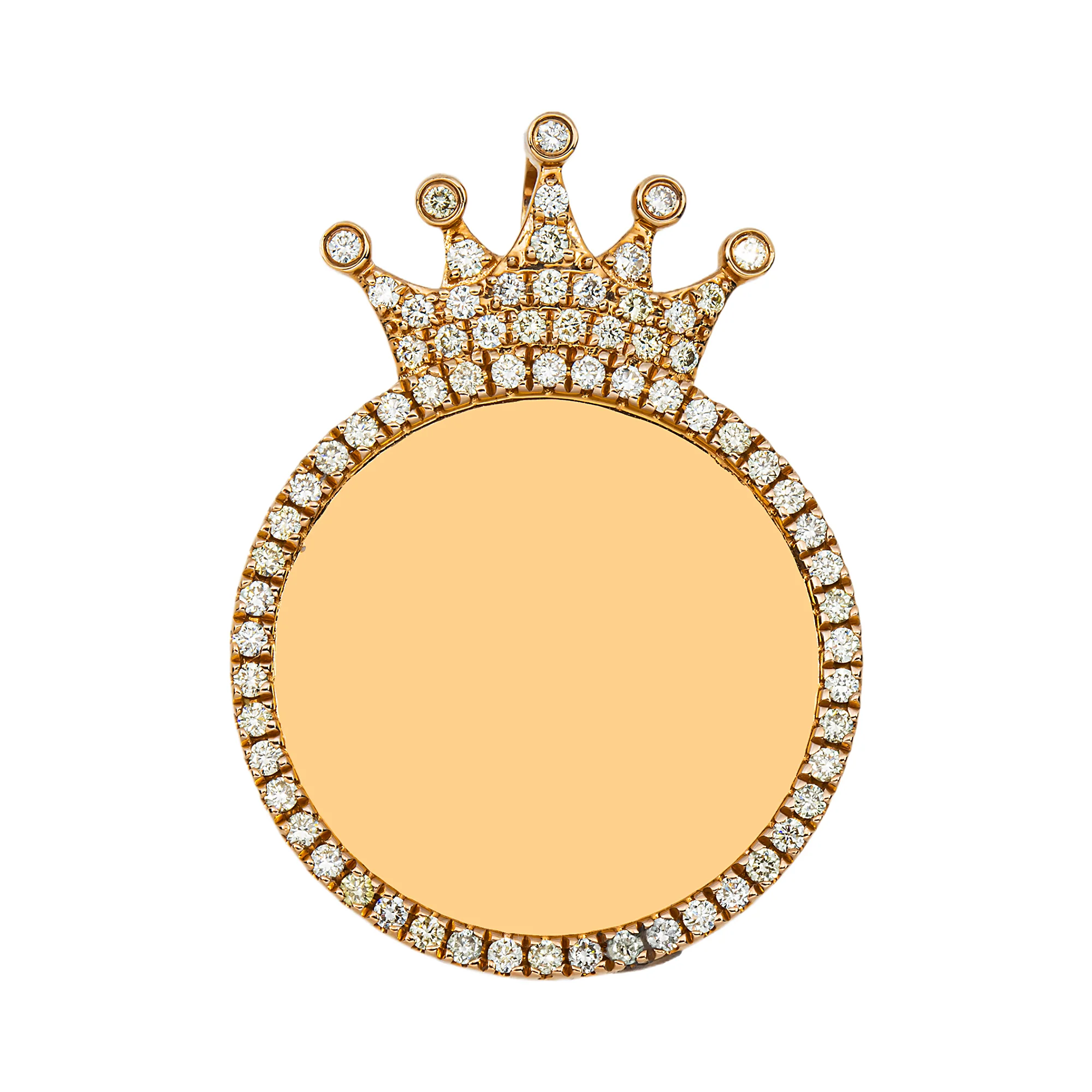 Add Your Own Photo 1" - 14K Rose Gold Diamond Crowned Picture Pendant 1.02ct - Image 12