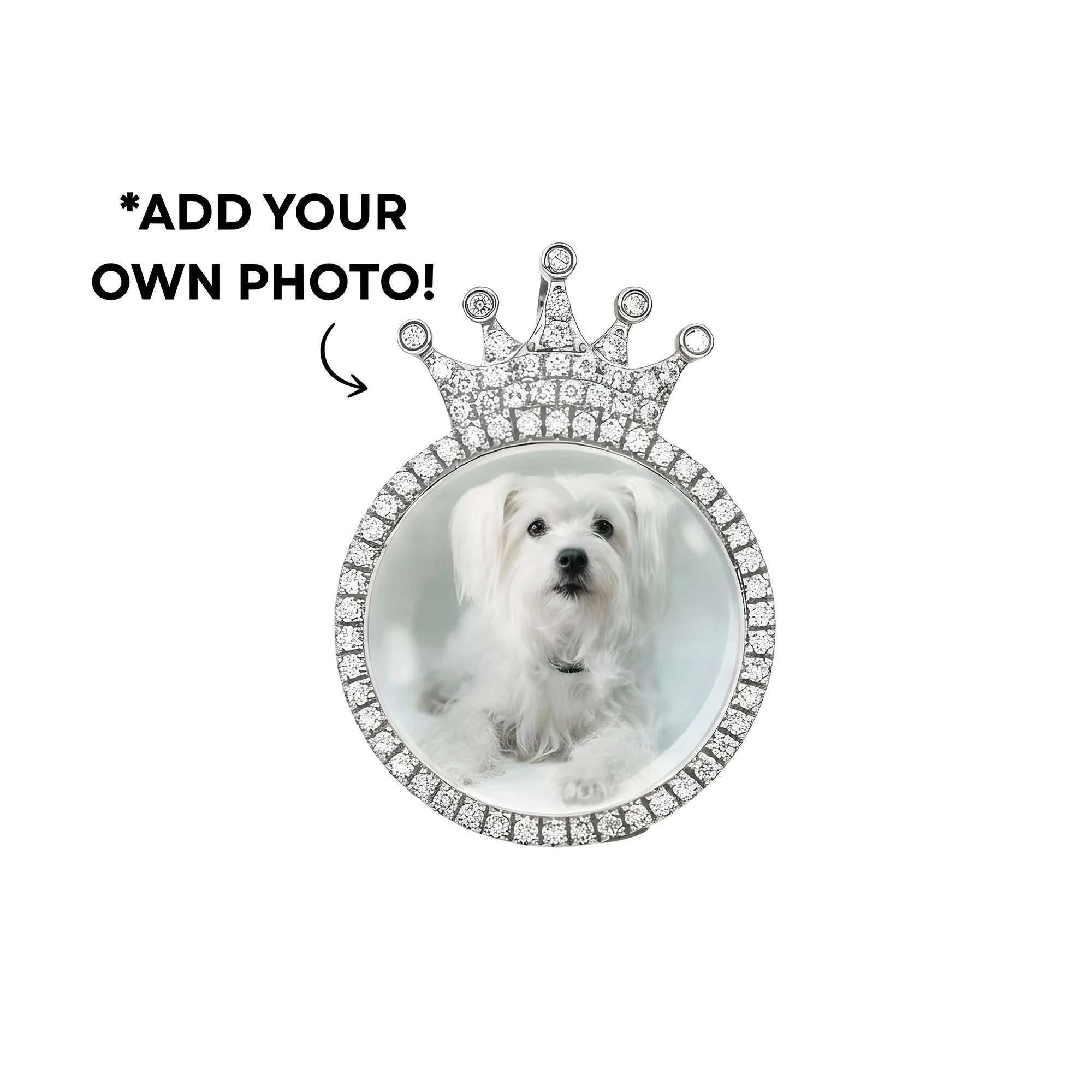 Add Your Own Photo 1" - 14K Rose Gold Diamond Crowned Picture Pendant 1.02ct - Image 3