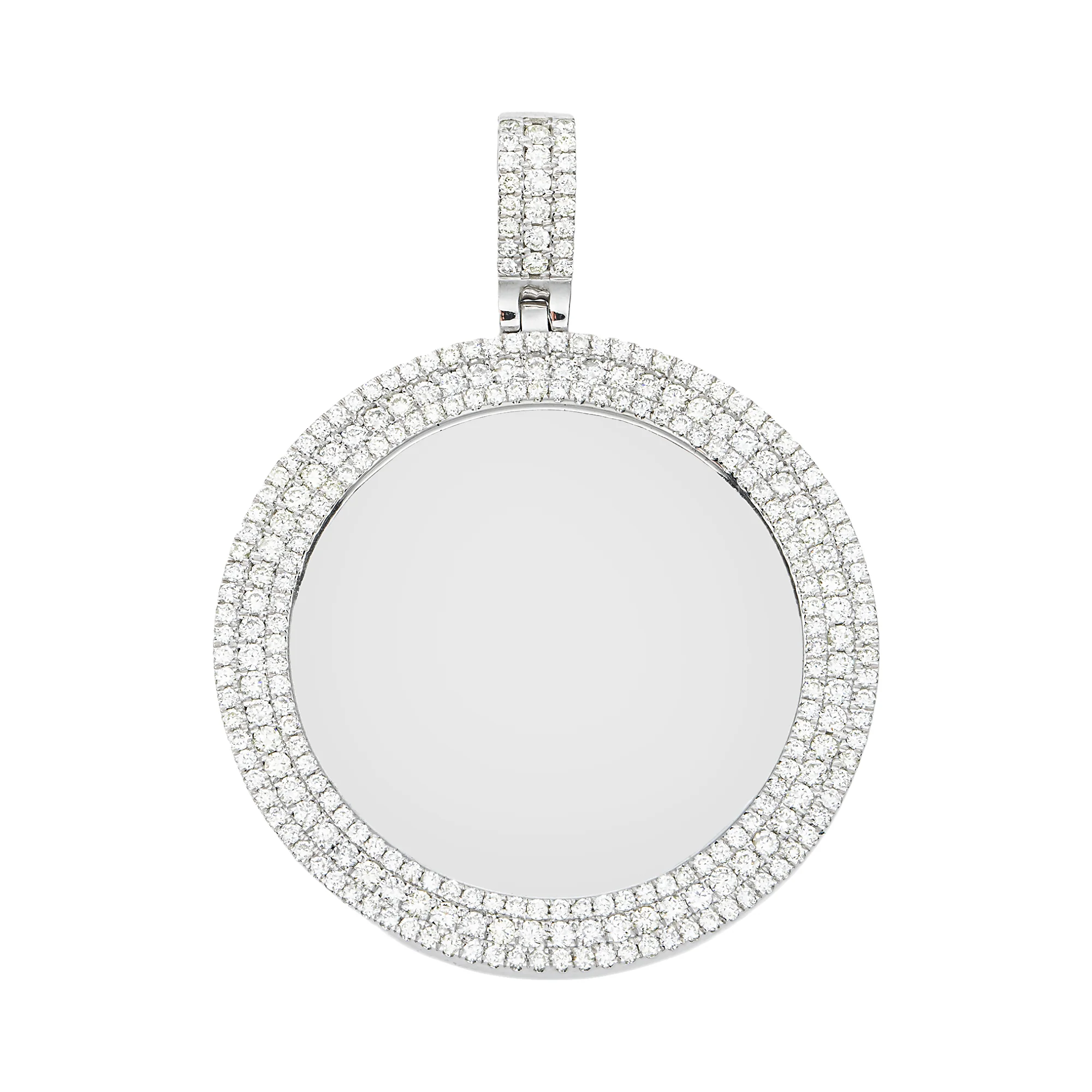 Add Your Own Photo 1.5" - 14K White Gold Triple Row Diamond Picture Pendant 3.20ct - Image 7