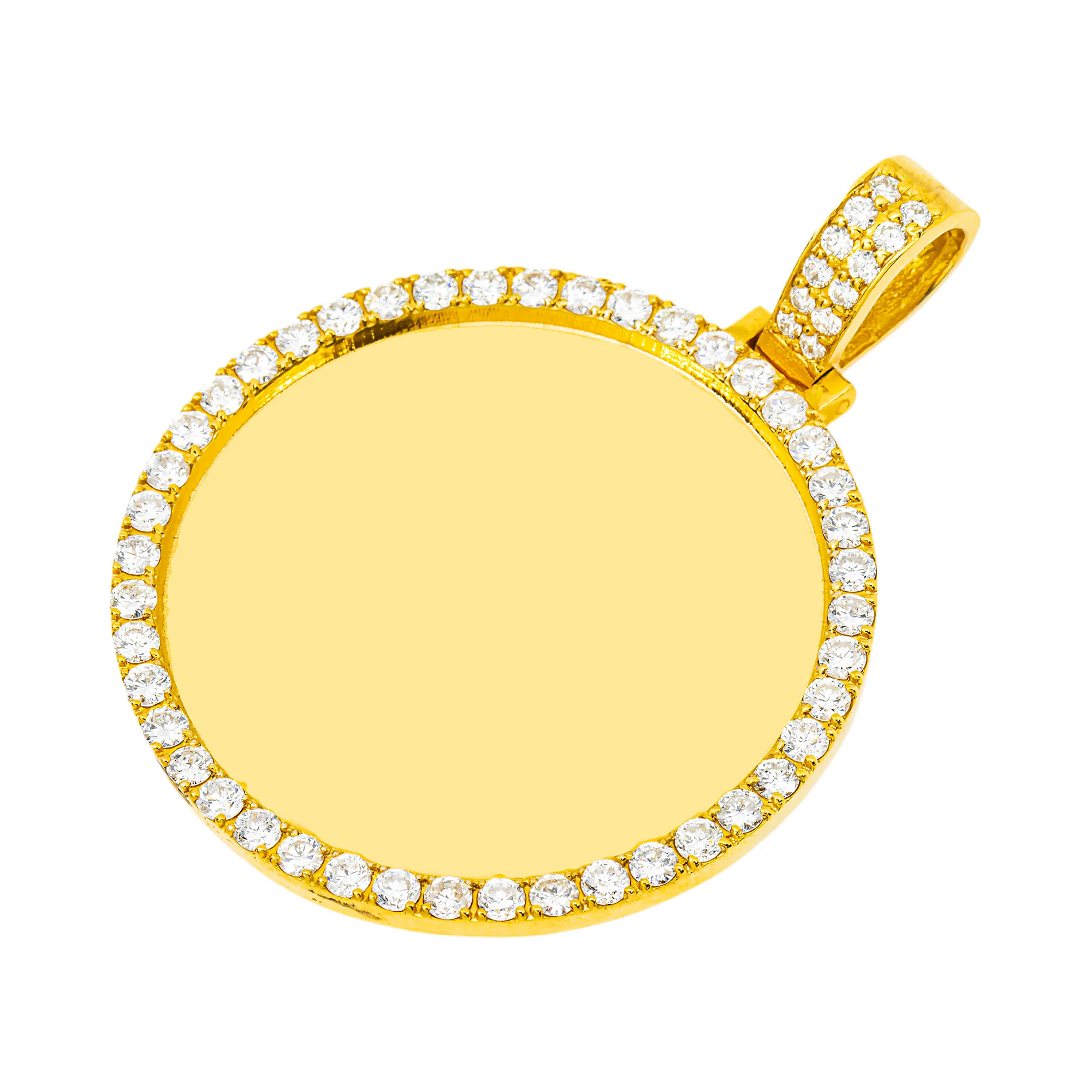 Add Your Own Photo 2"- Solid 14K Yellow Gold Diamond Picture Pendant 5.50ct - Image 5