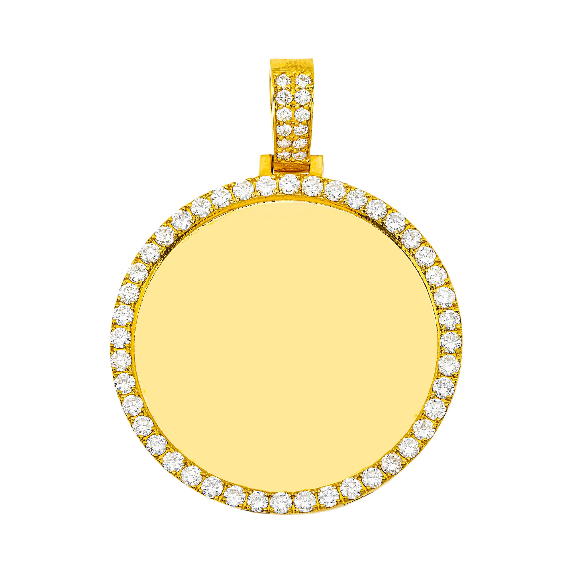 Add Your Own Photo 2"- Solid 14K Yellow Gold Diamond Picture Pendant 5.50ct - Image 6