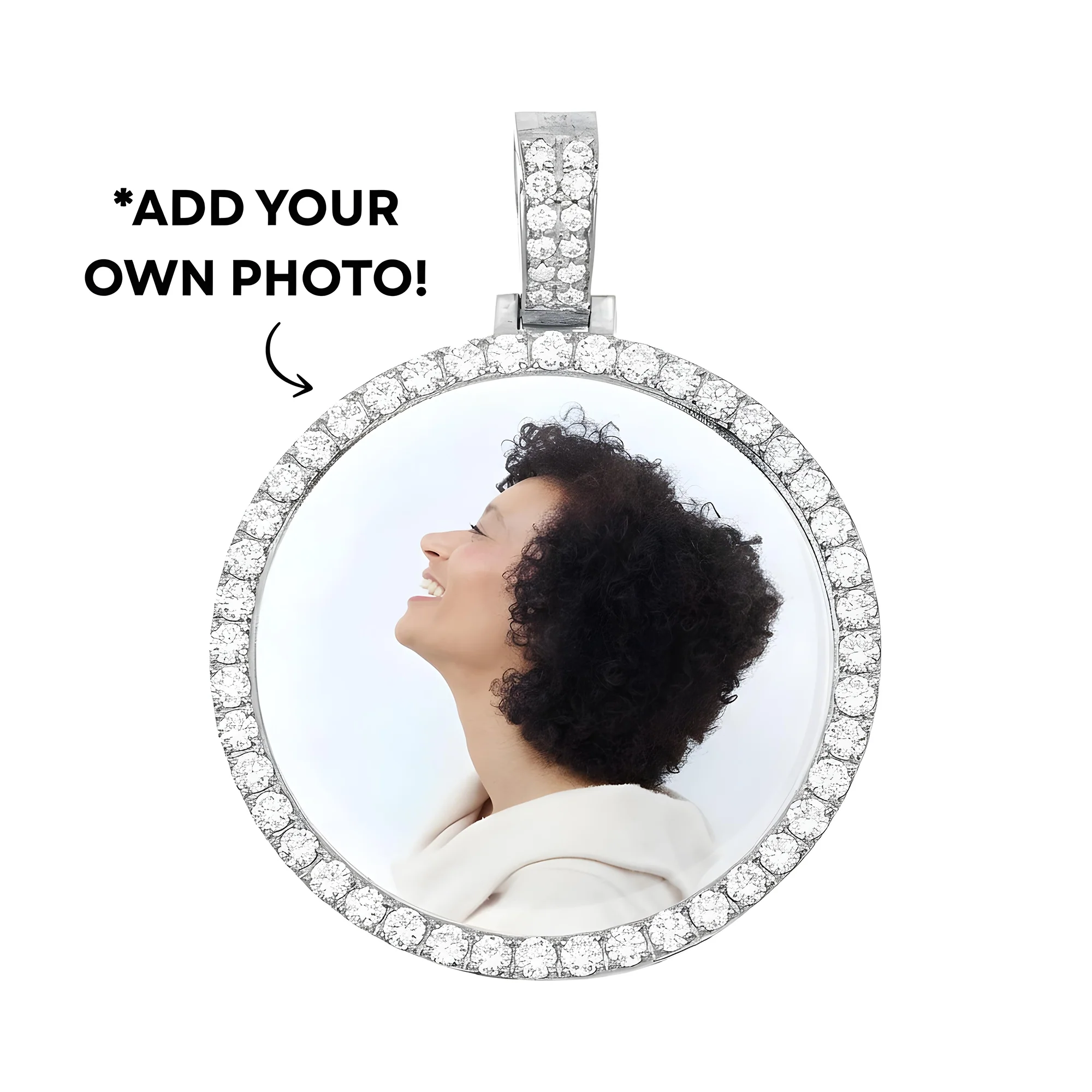 Add Your Own Photo 2"- Solid 14K Yellow Gold Diamond Picture Pendant 5.50ct - Image 7