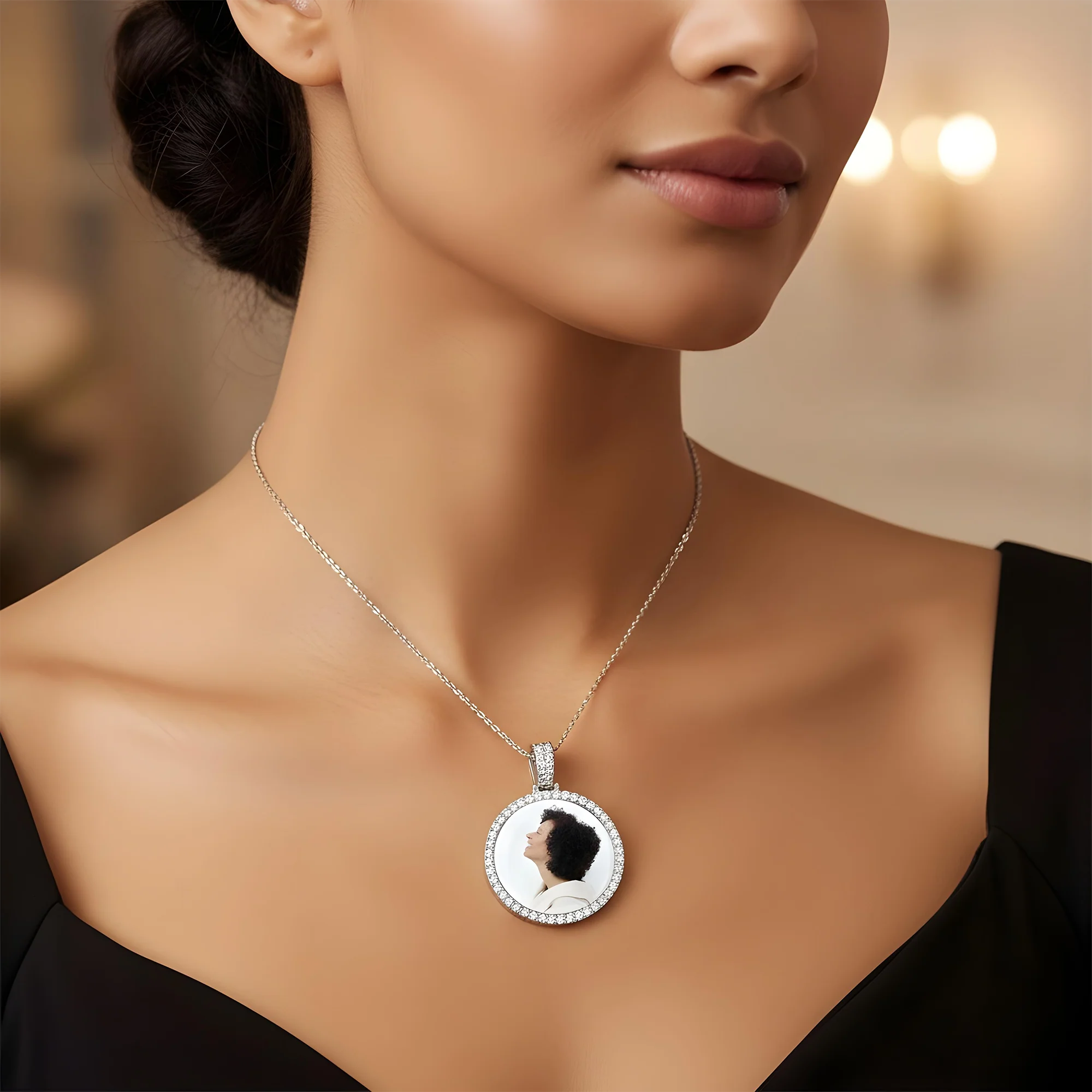 Add Your Own Photo 2"- Solid 14K Yellow Gold Diamond Picture Pendant 5.50ct - Image 9