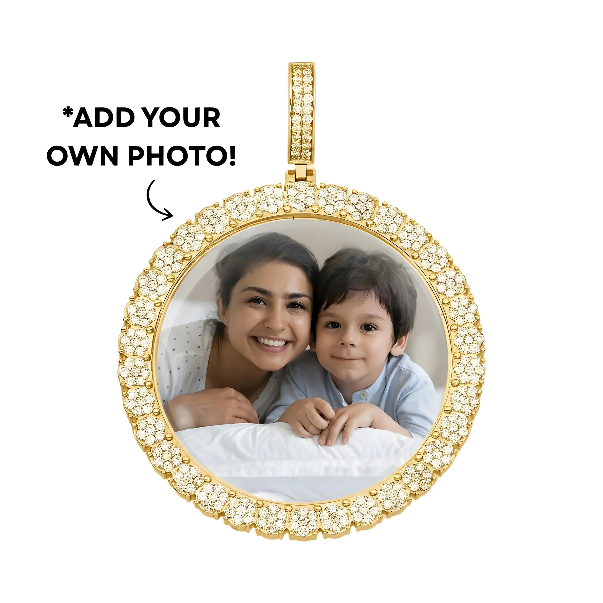 Add Your Own Photo 2"- Solid 14K White Gold Round Cluster Diamond Picture Pendant 2.65ct - Image 7