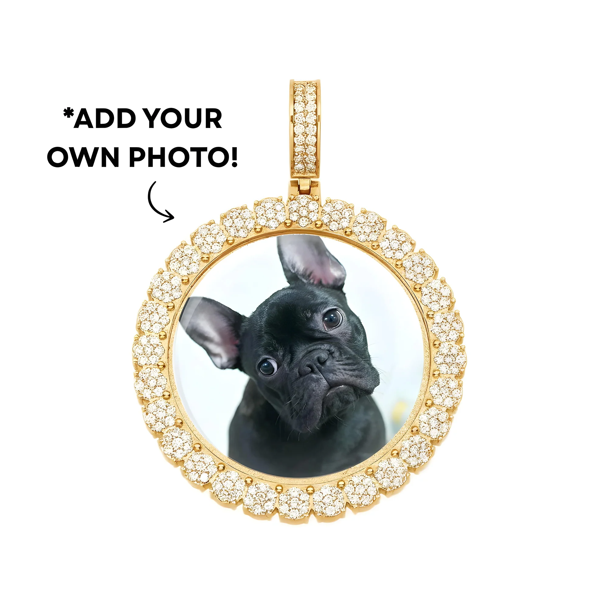 Add Your Own Photo 1.5" - Solid 14K White Gold Round Cluster Diamond Picture Pendant 2.20ct - Image 8