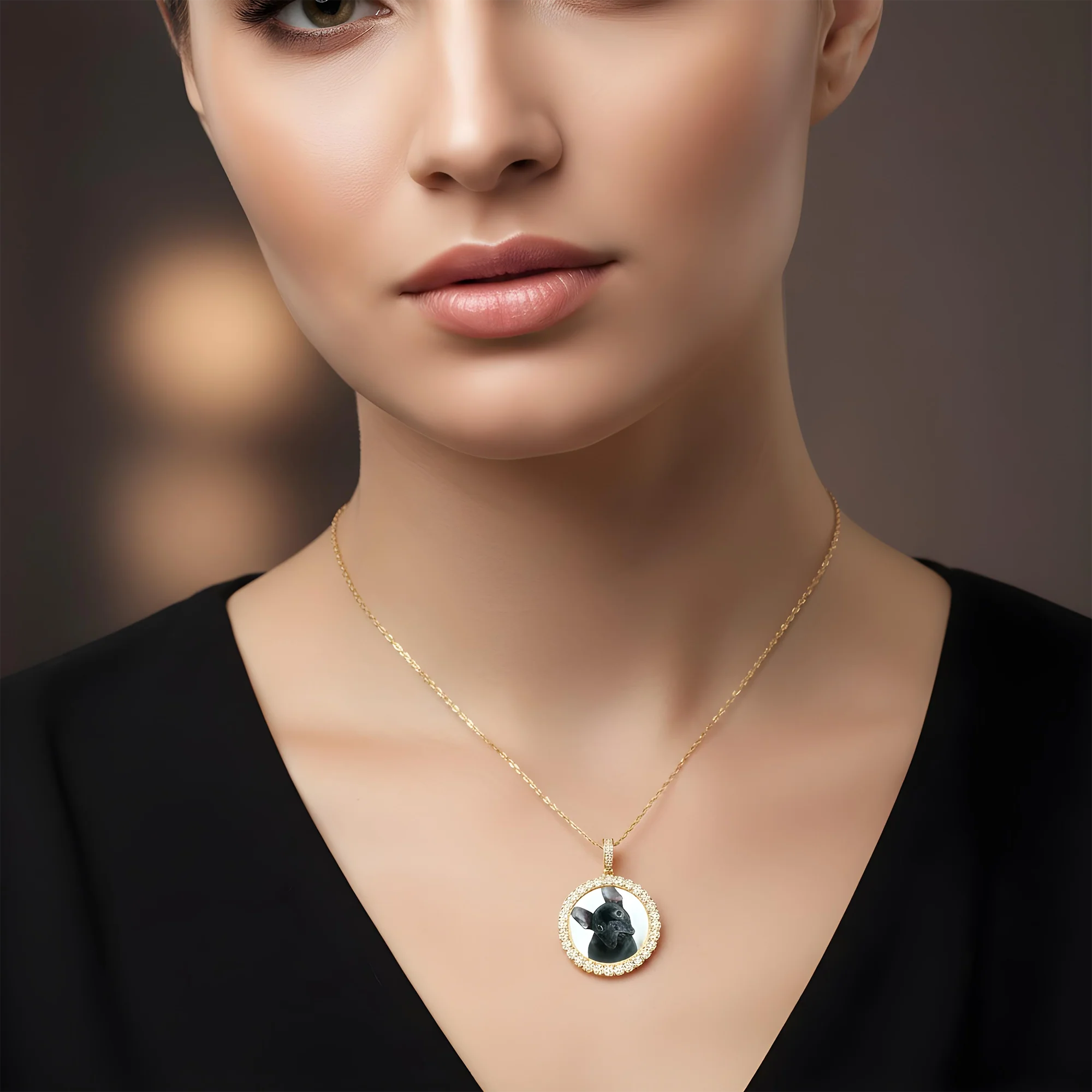 Add Your Own Photo 1.5" - Solid 14K White Gold Round Cluster Diamond Picture Pendant 2.20ct - Image 9