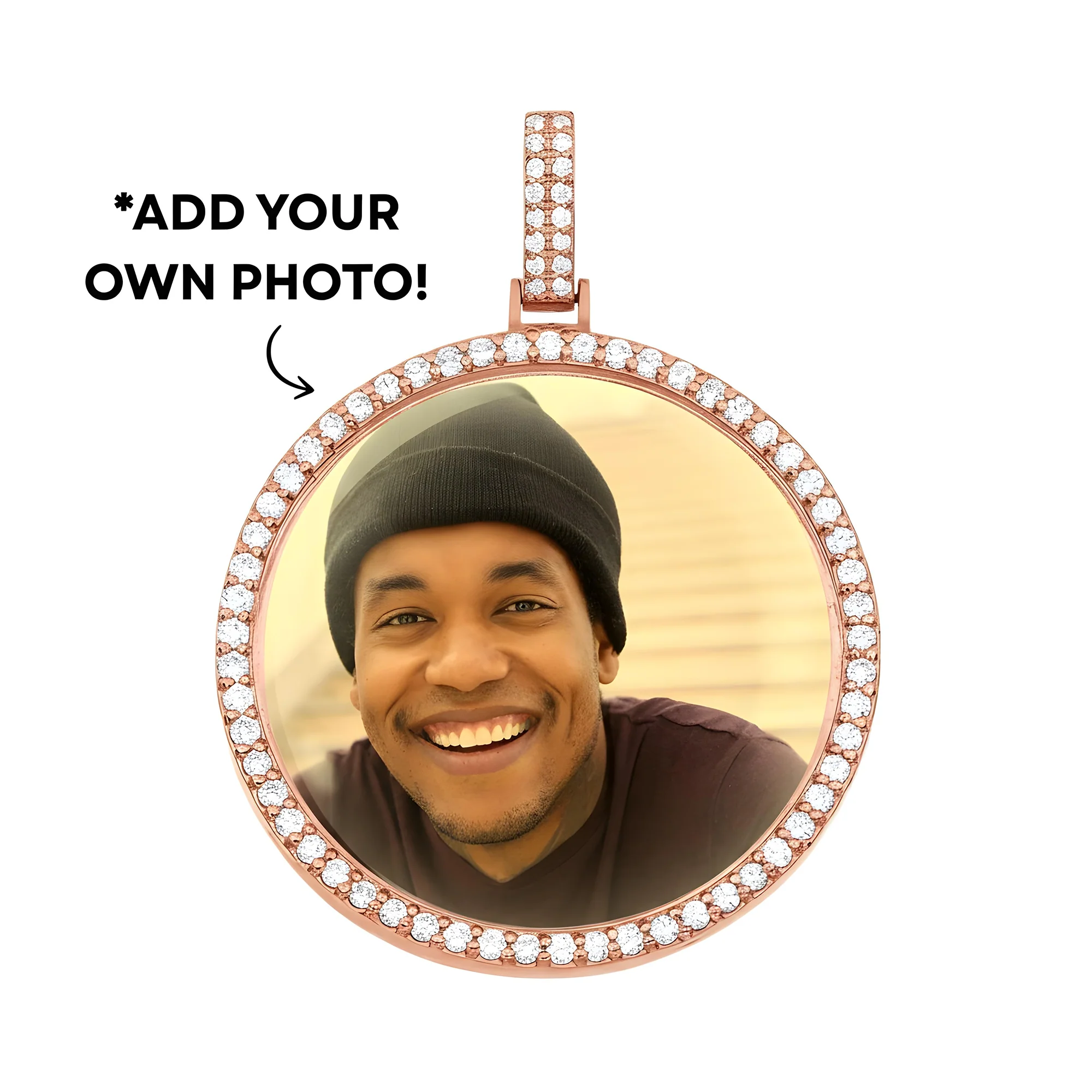 Add Your Own Photo 2" - Solid 14K Yellow Gold Diamond Picture Pendant 3.20ct - Image 11