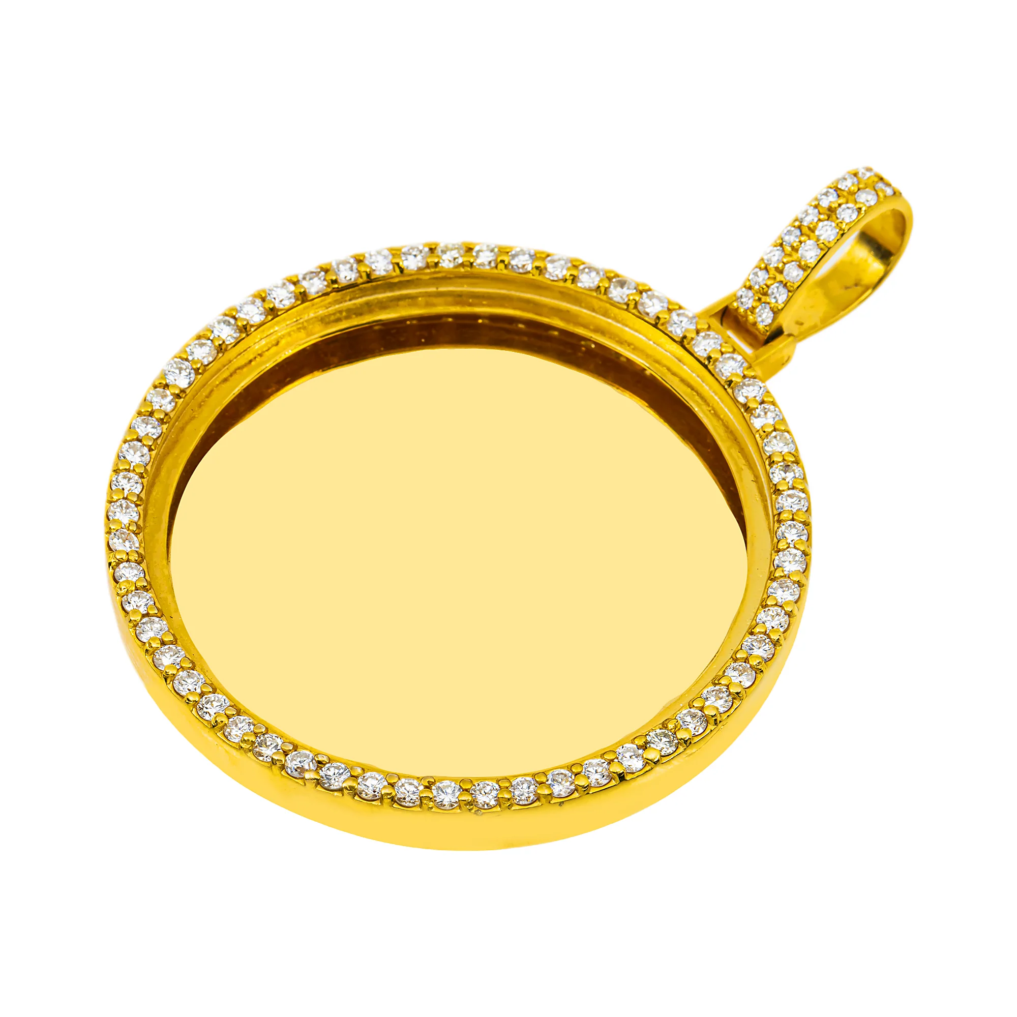 Add Your Own Photo 2" - Solid 14K Yellow Gold Diamond Picture Pendant 3.20ct - Image 5