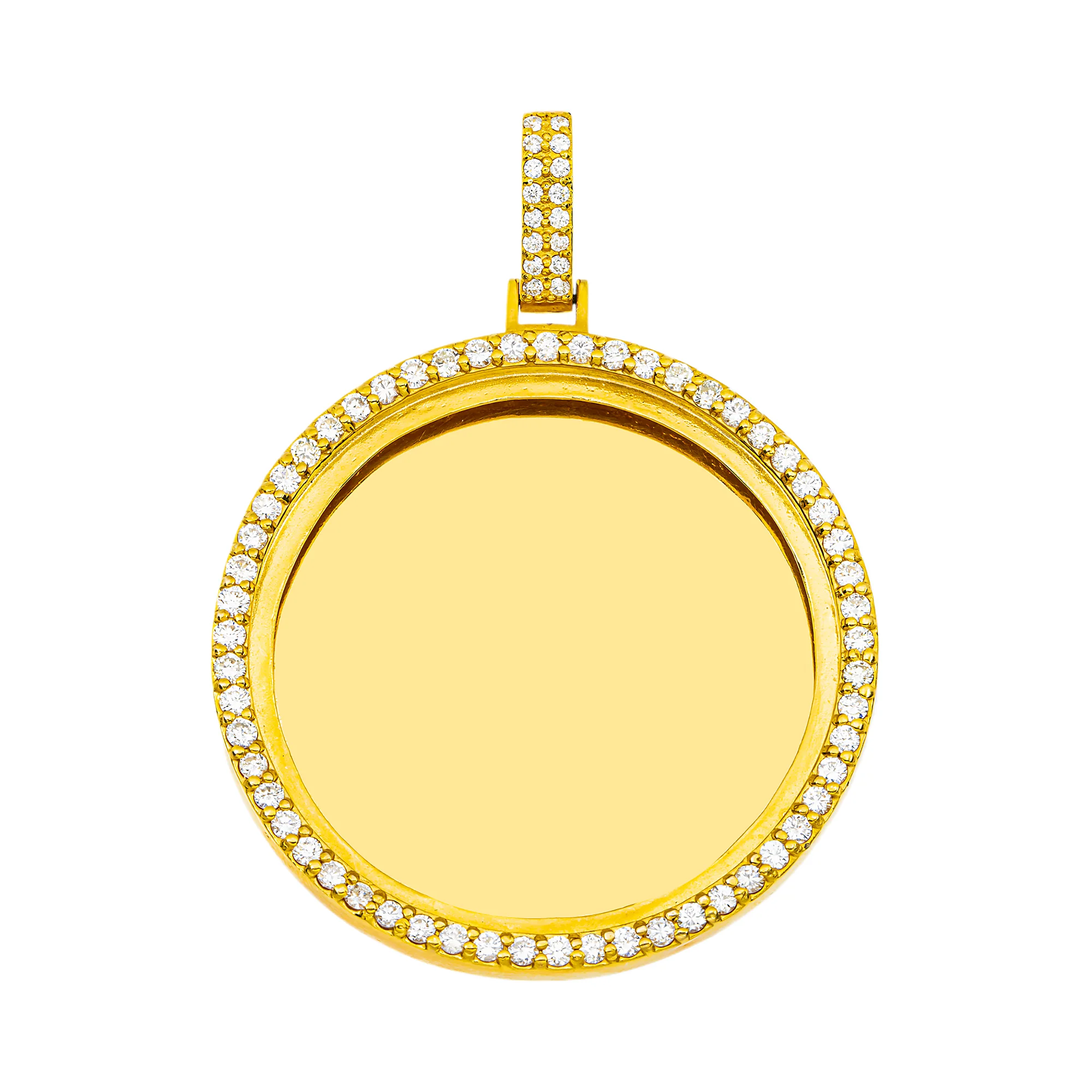 Add Your Own Photo 2" - Solid 14K Yellow Gold Diamond Picture Pendant 3.20ct - Image 6