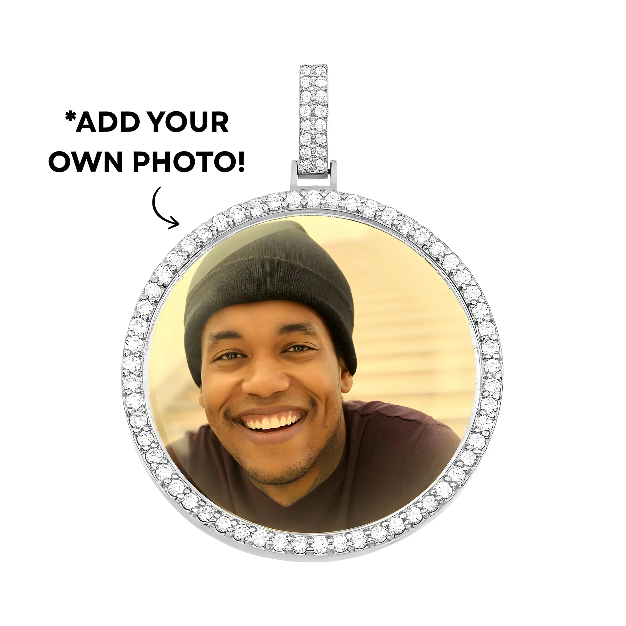Add Your Own Photo 2" - Solid 14K Yellow Gold Diamond Picture Pendant 3.20ct - Image 7