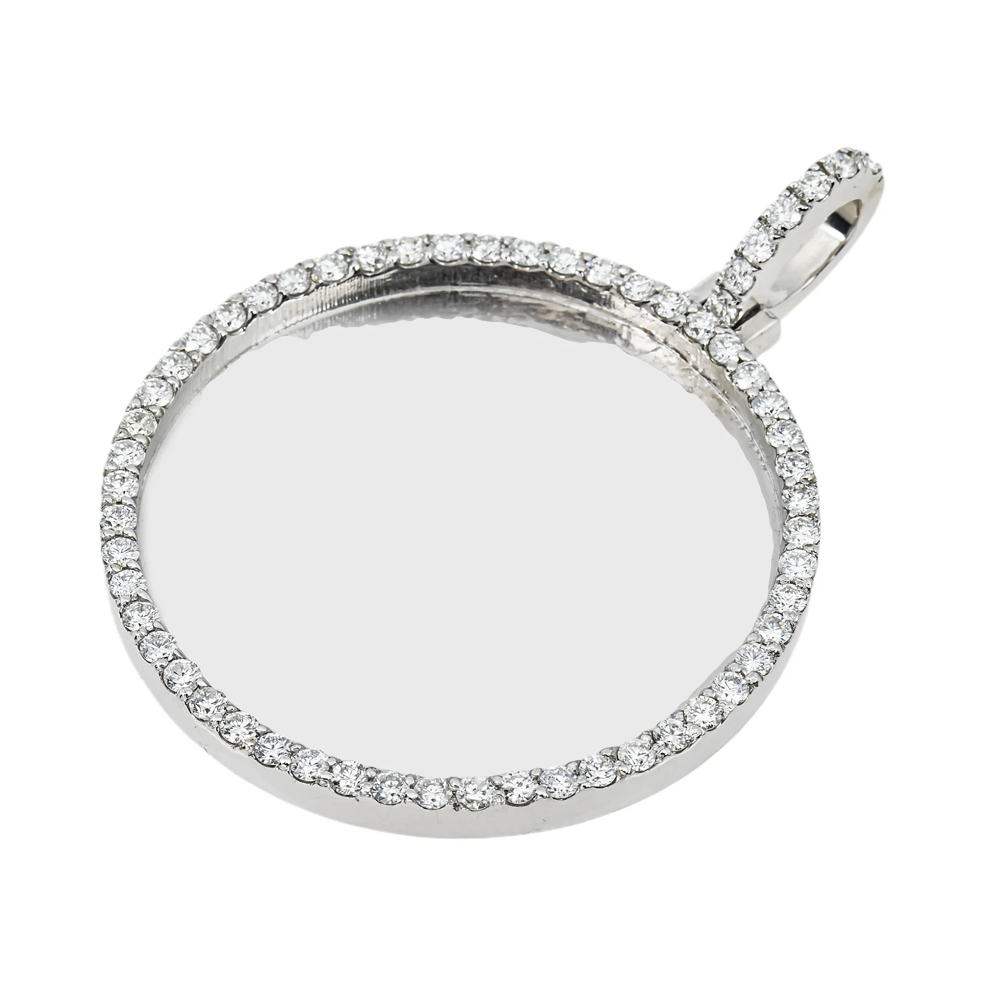 Add Your Own Photo 1.5" - Solid 14K White Gold Diamond Picture Pendant 2.40ct - Image 6