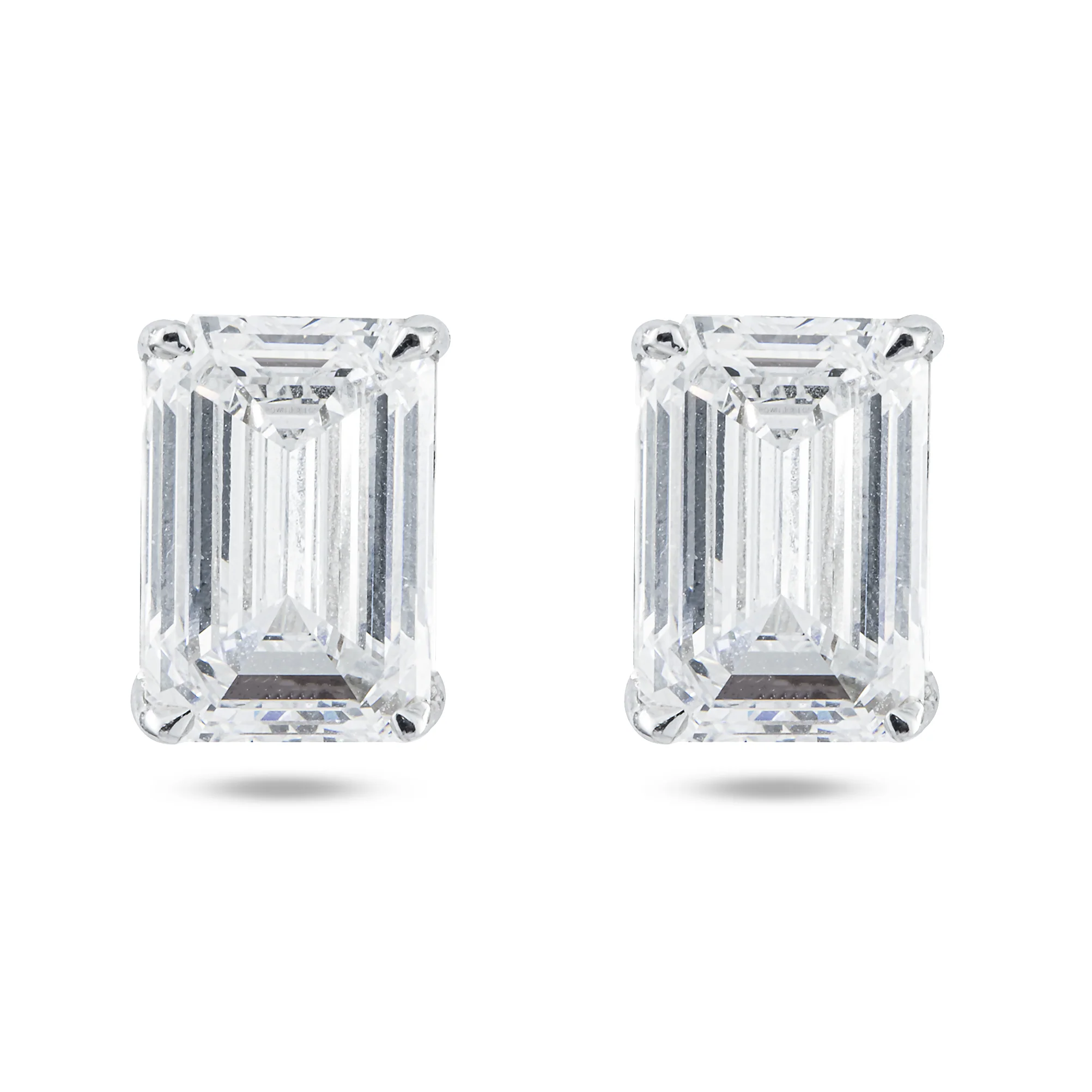 Choose Your Size - 14K White Gold IGI Emerald Diamond Stud Earrings (2.0ct-6.0ct total)