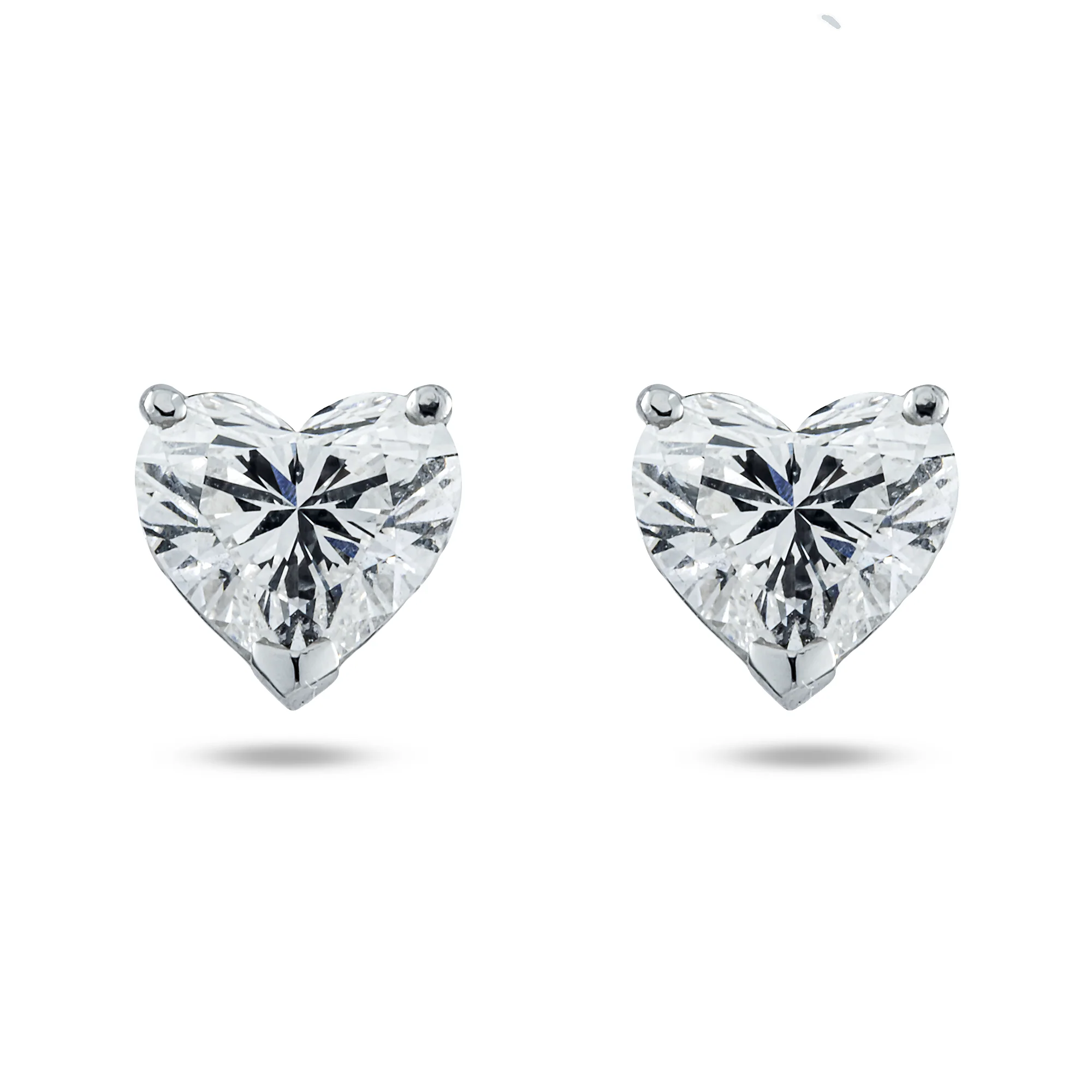 Choose Your Size - 14K White Gold IGI Heart Diamond Stud Earrings (2.0ct-6.0ct total)