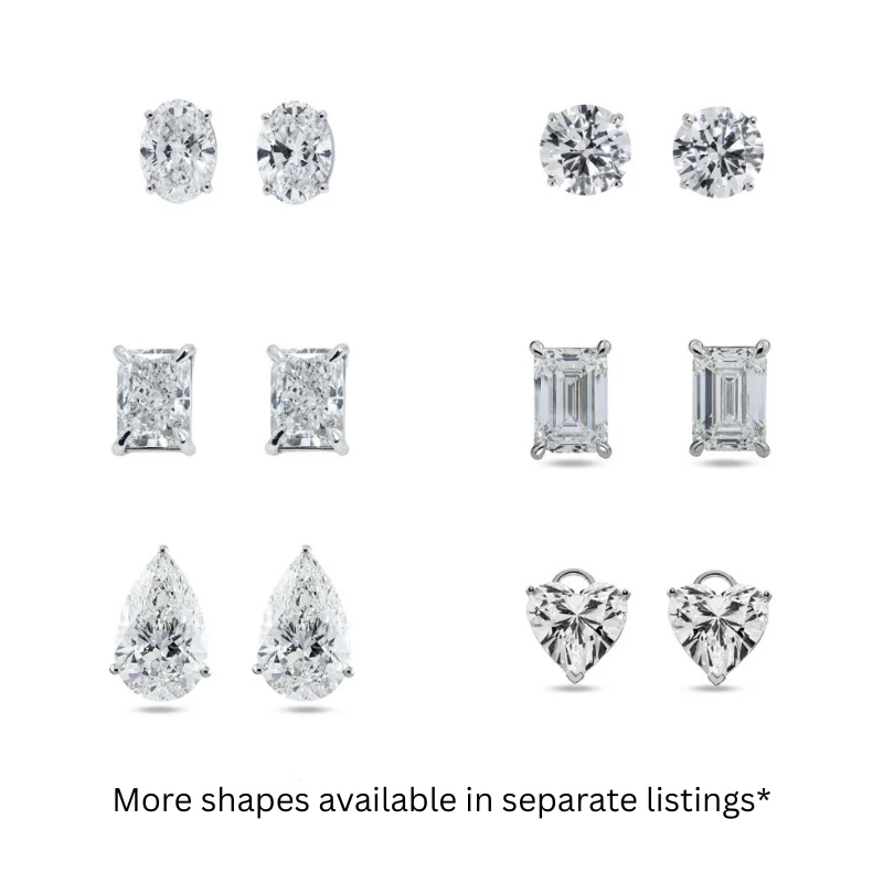 Choose Your Size - 14K White Gold IGI Pear Diamond Stud Earrings (2.0ct-6.0ct total) - Image 3