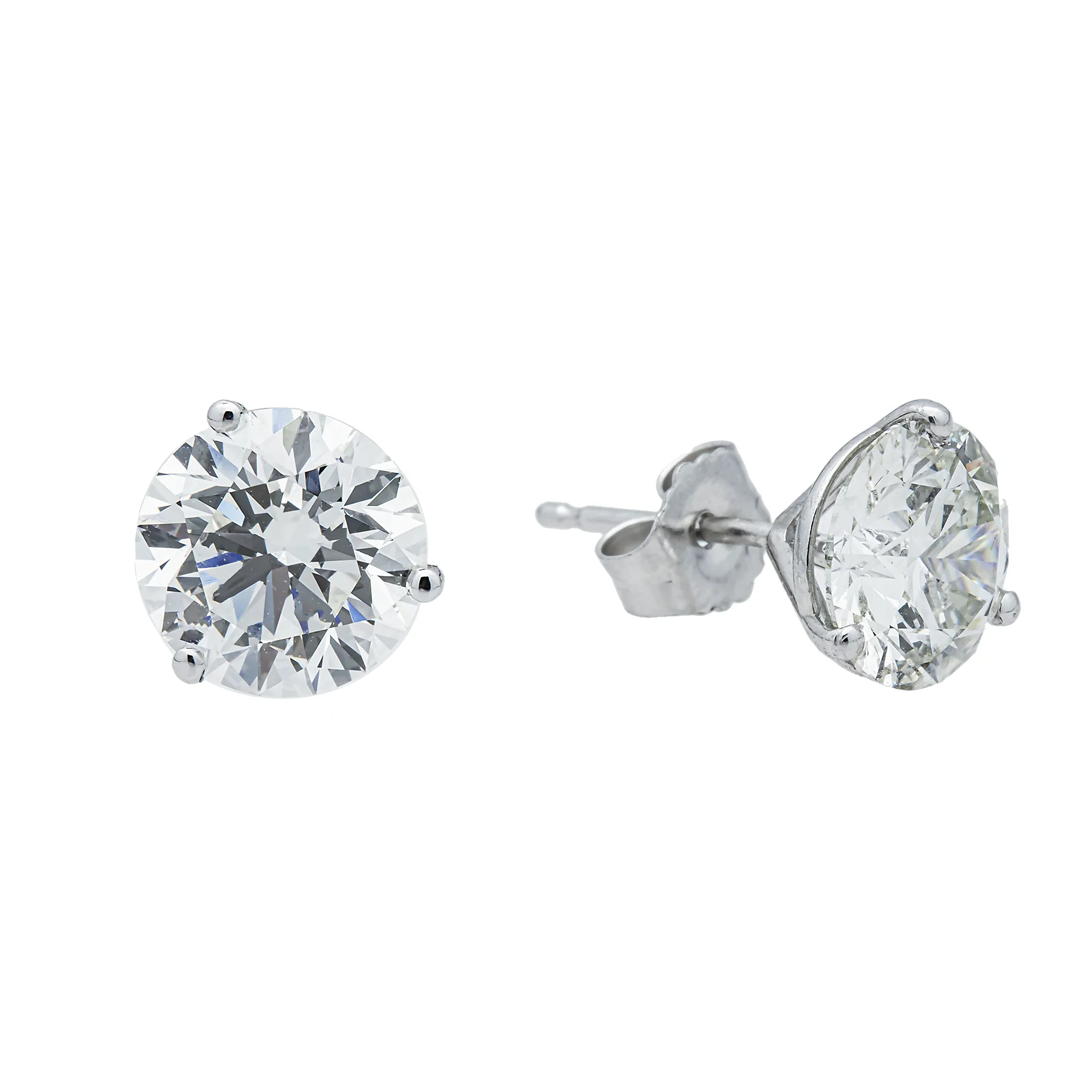 Choose Your Size - 14K White Gold IGI Round Diamond Stud Earrings (2.0ct-6ct total)