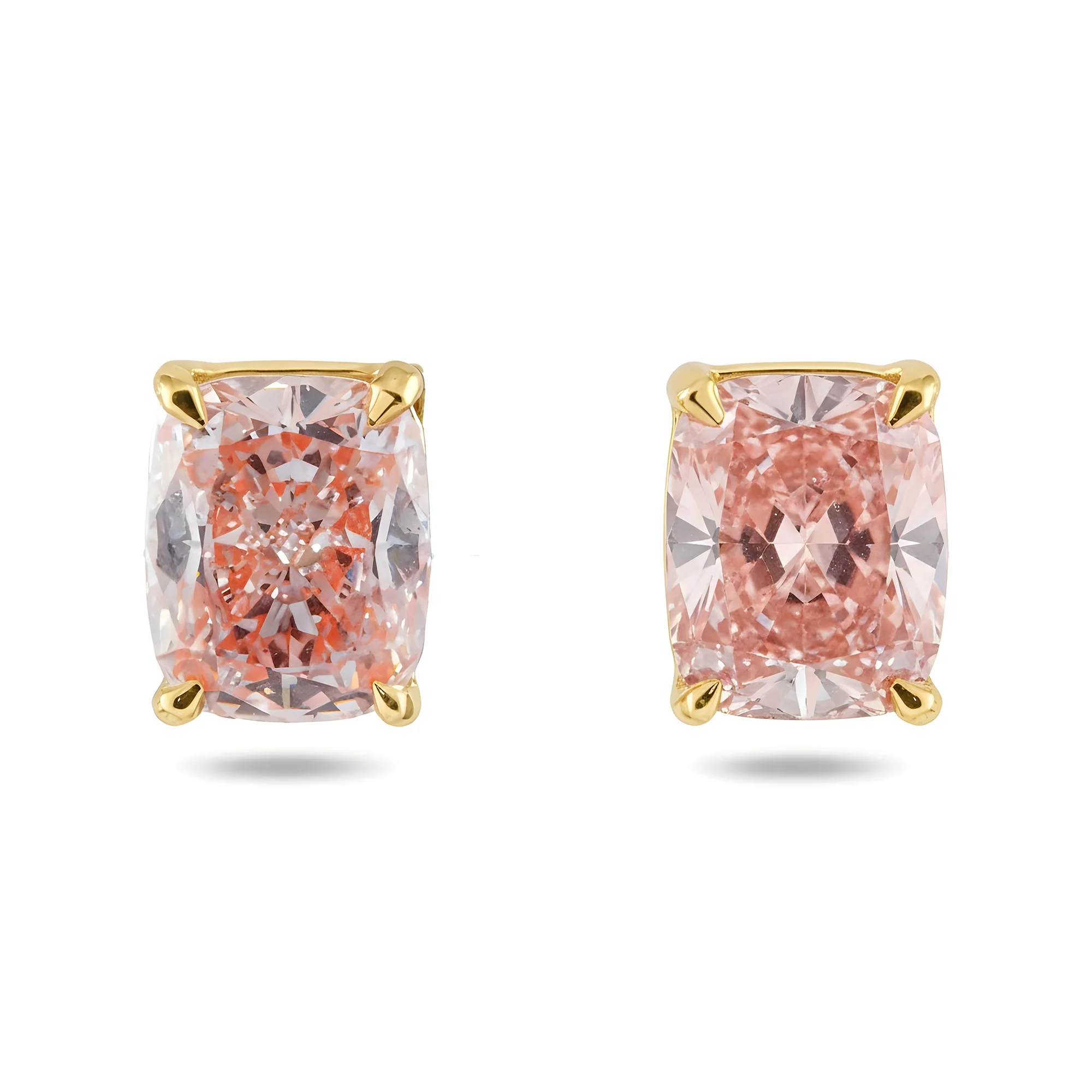 GIA 14K White Gold Solitaire Fancy Vivid Pink Cushion Diamond Stud Earrings 4.63ctw - Image 5