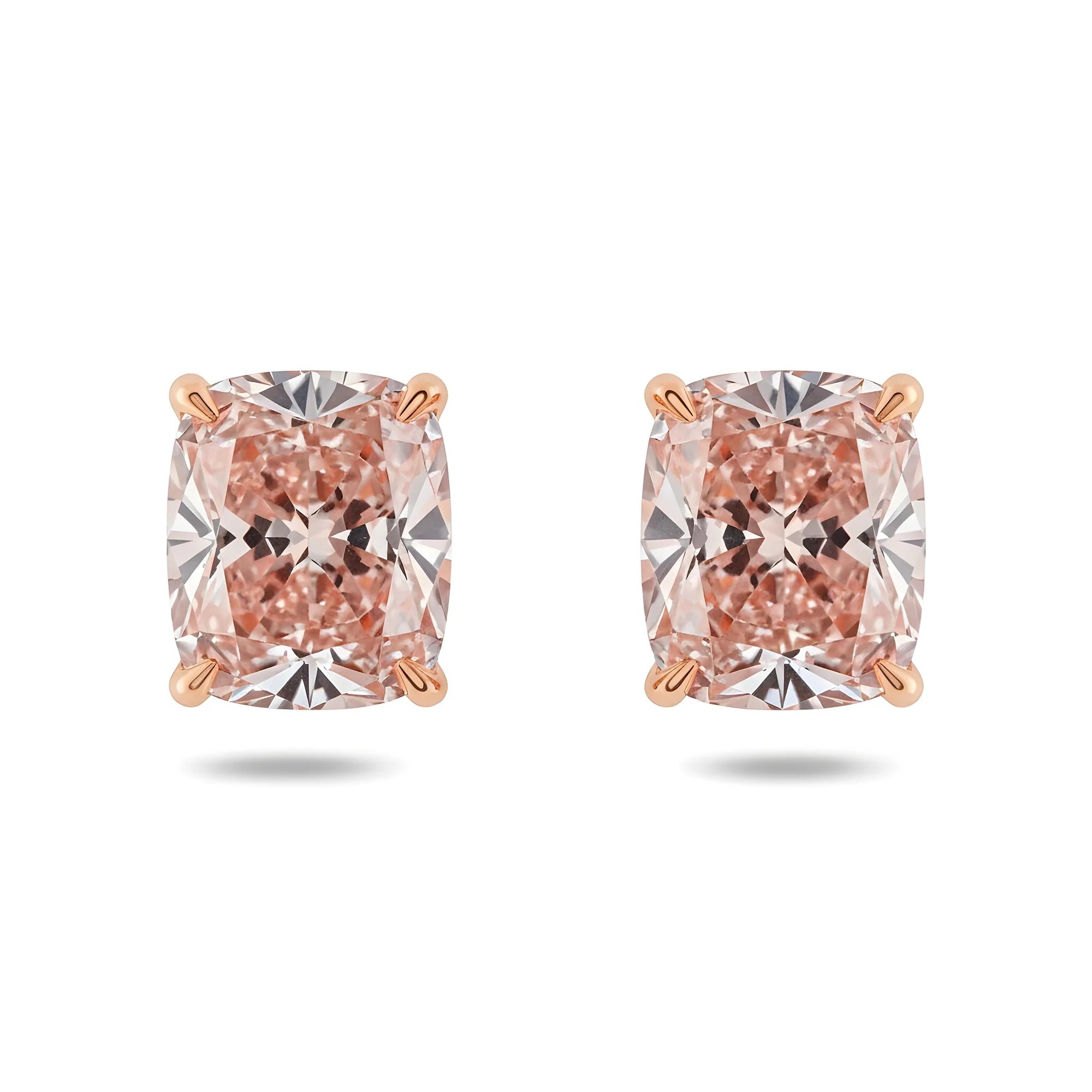 GIA 14K White Gold Solitaire Fancy Vivid Pink Cushion Diamond Stud Earrings 4.63ctw - Image 7