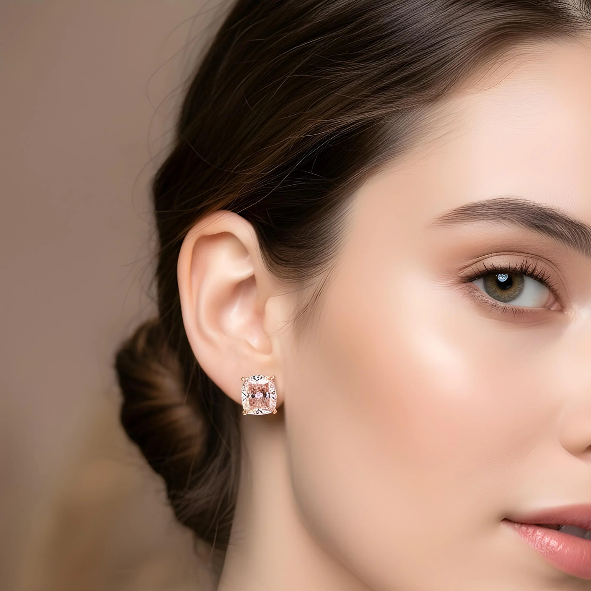 GIA 14K White Gold Solitaire Fancy Vivid Pink Cushion Diamond Stud Earrings 4.63ctw - Image 8