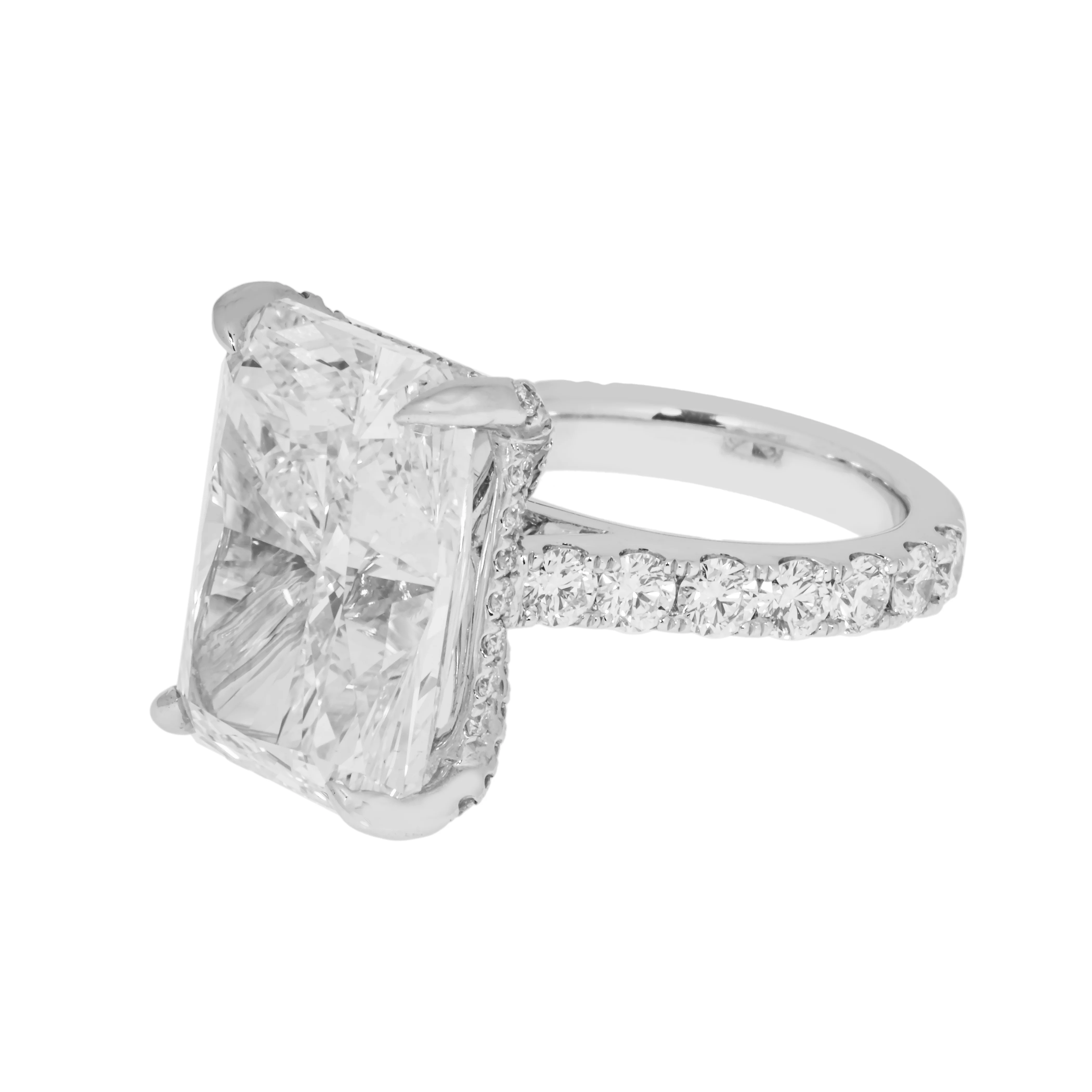 GIA 14K White Gold 16.96ct Radiant Cut Diamond Engagement Ring 19.30ctw - Image 3