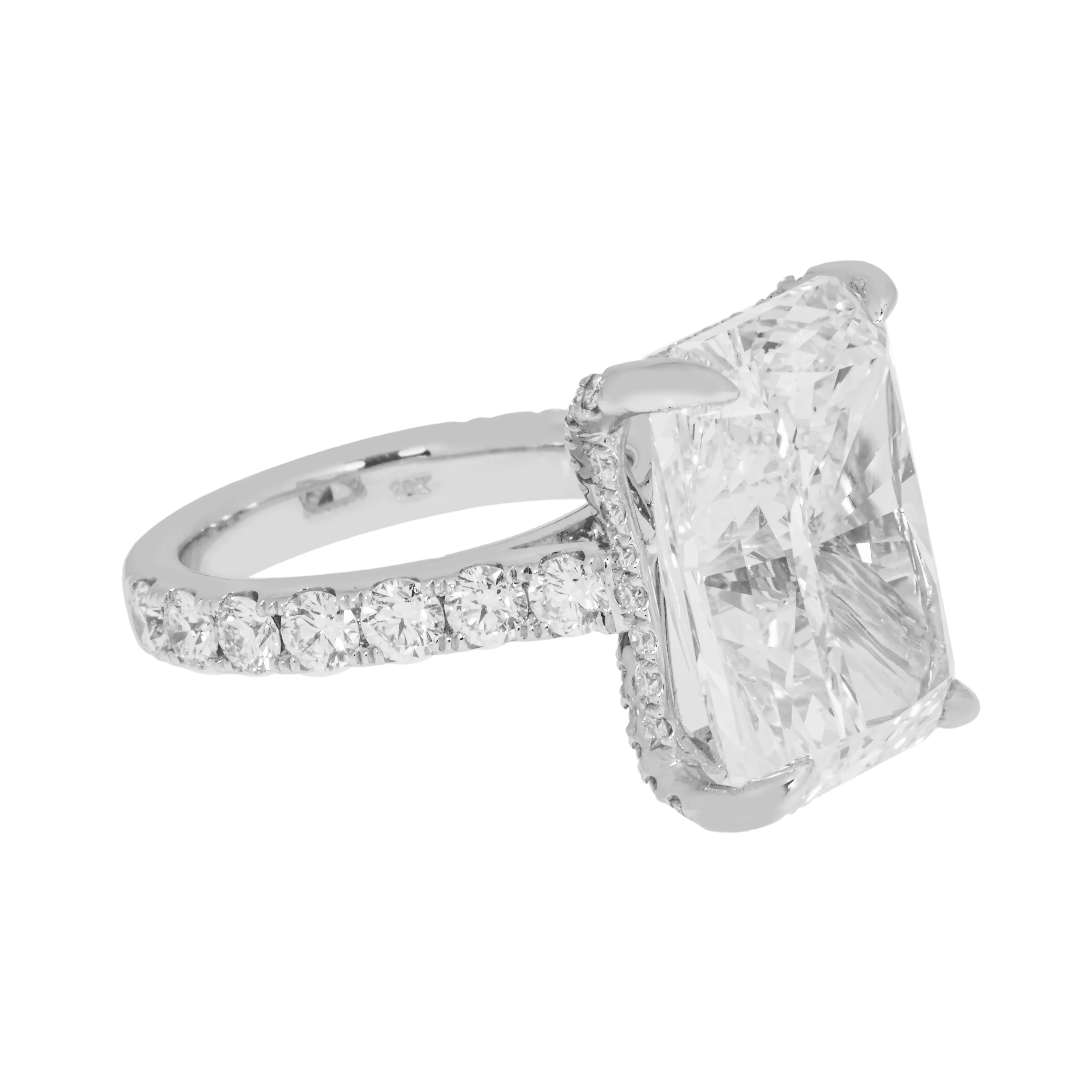 GIA 14K White Gold 16.96ct Radiant Cut Diamond Engagement Ring 19.30ctw - Image 5