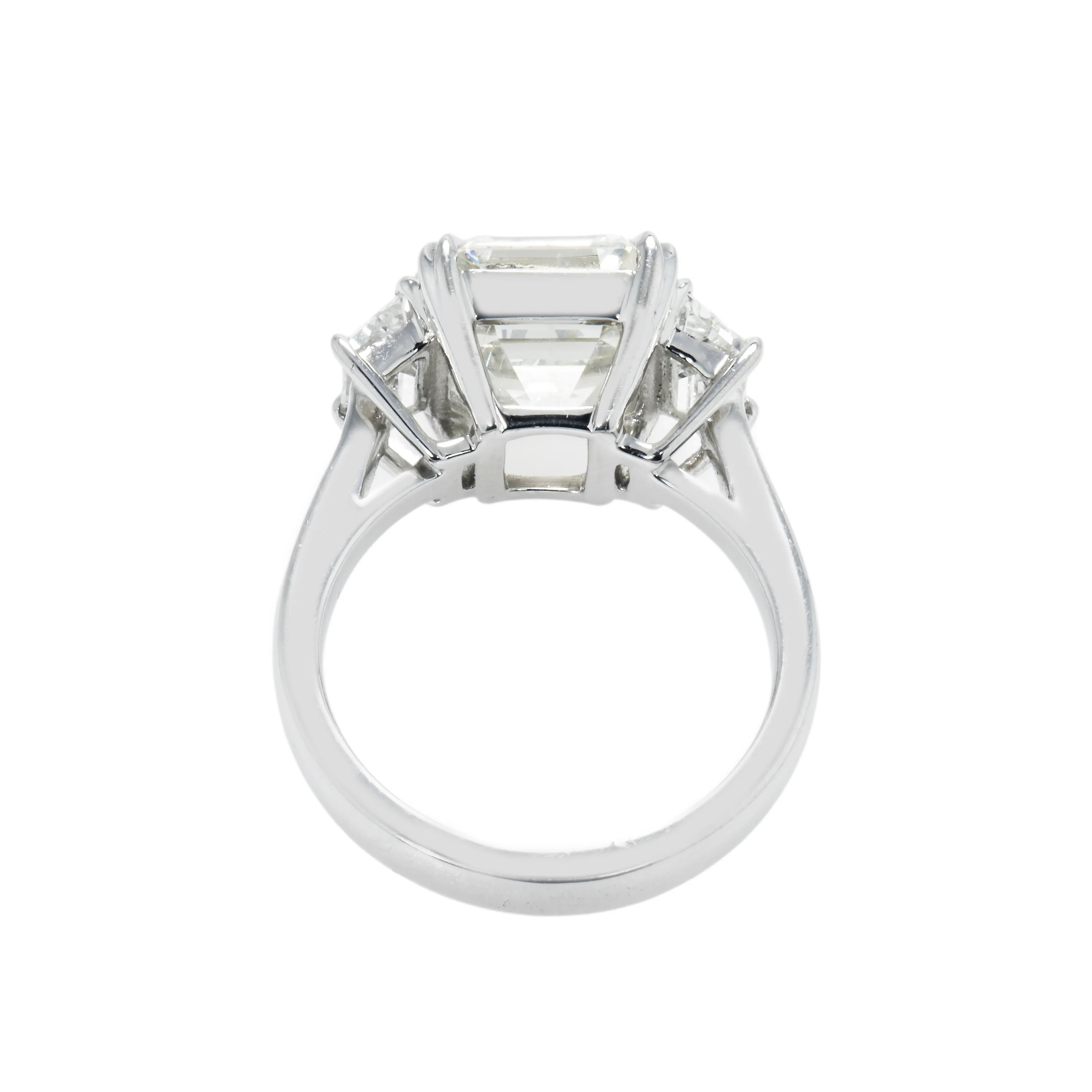 14K White Gold 5.37ct Asscher Cut Triple Diamond Engagement Ring 6.26ctw - Image 4