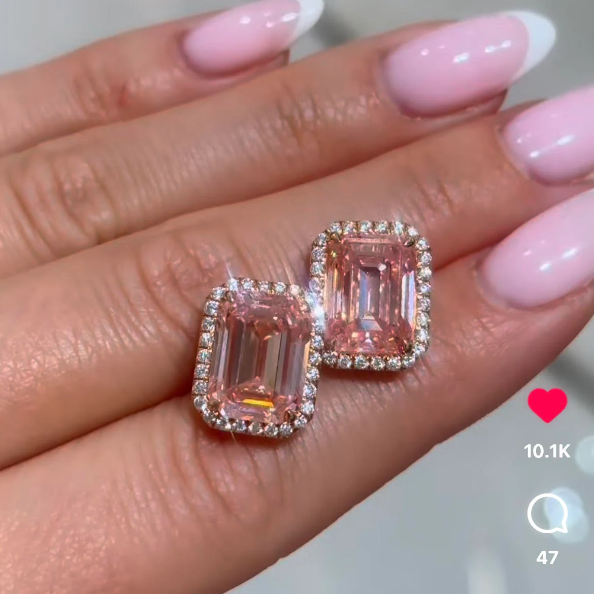 GIA 18K Rose Gold Emerald Cut Fancy Vivid Pink Diamond Stud Earrings 12.10ctw - Image 3
