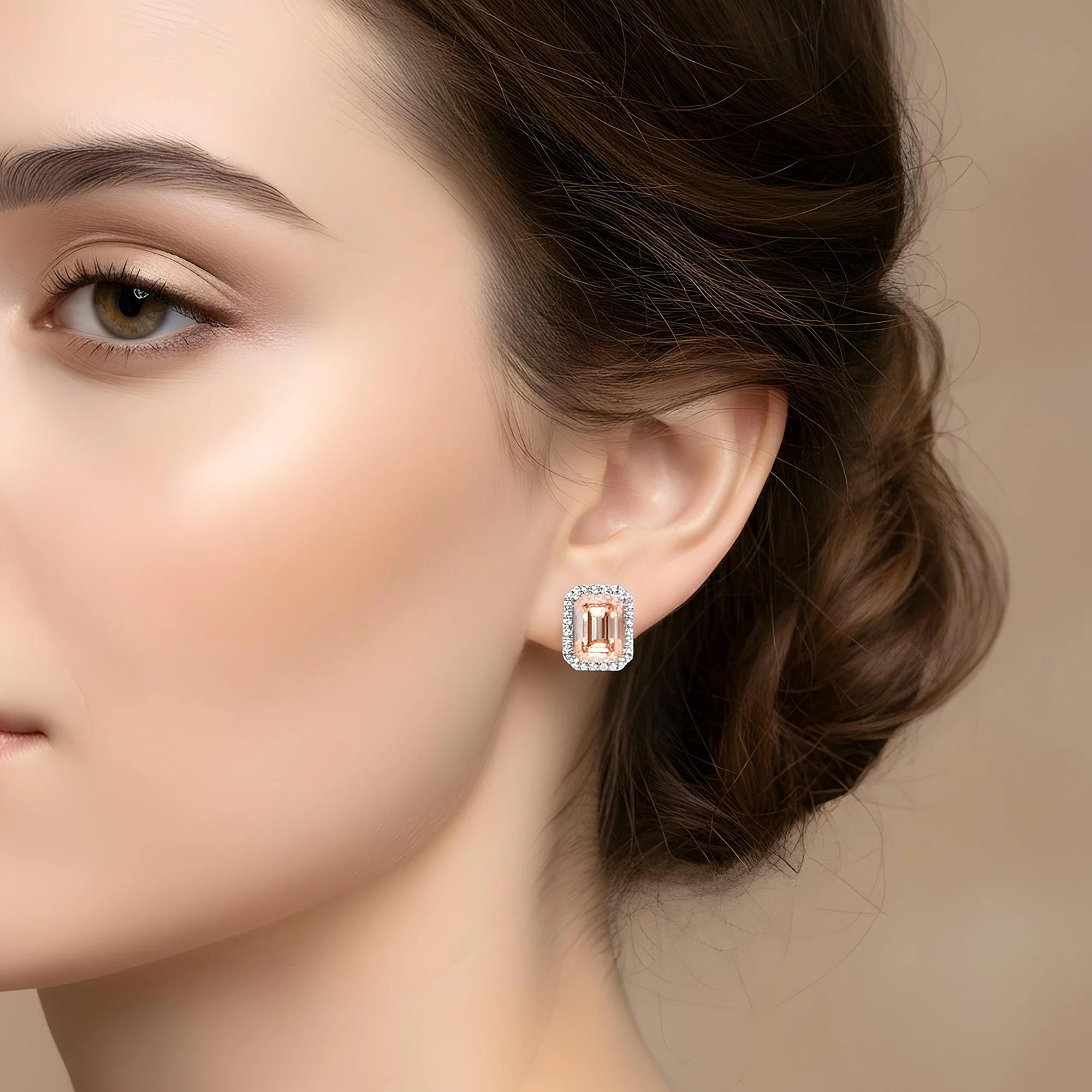 GIA 18K Rose Gold Emerald Cut Fancy Vivid Pink Diamond Stud Earrings 12.10ctw - Image 9